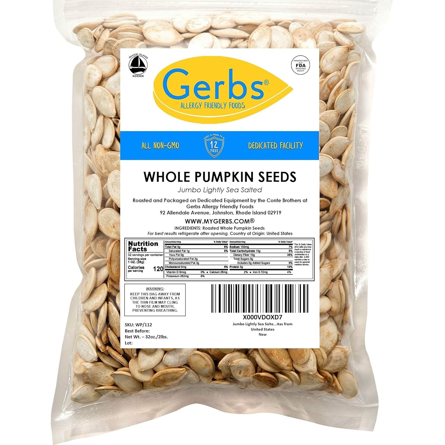 Whole Roasted Jumbo Pumpkin Seeds – 2 lbs of Healthy, Allergen-Free Goodness
