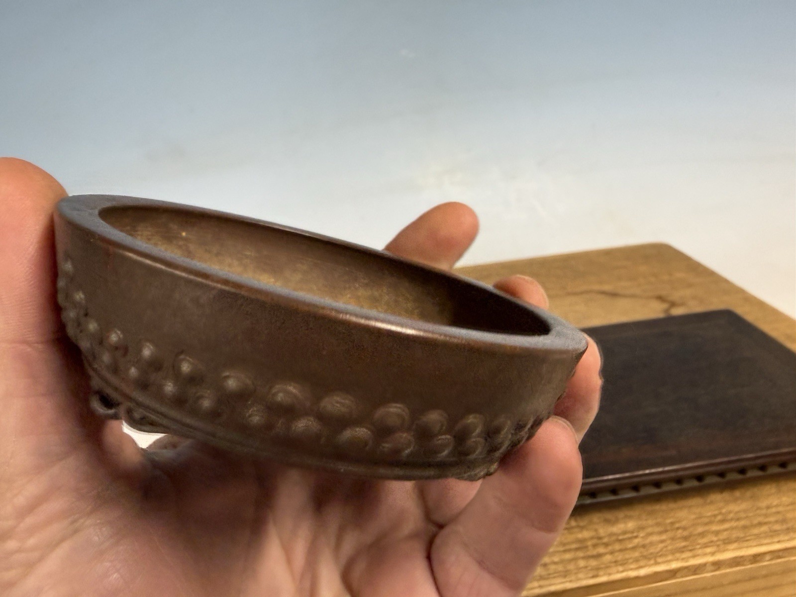 Japanese Unknown Maker Shohin Sized Bonsai Tree Pot 3 3/4 By 1 1/2” Unglazed