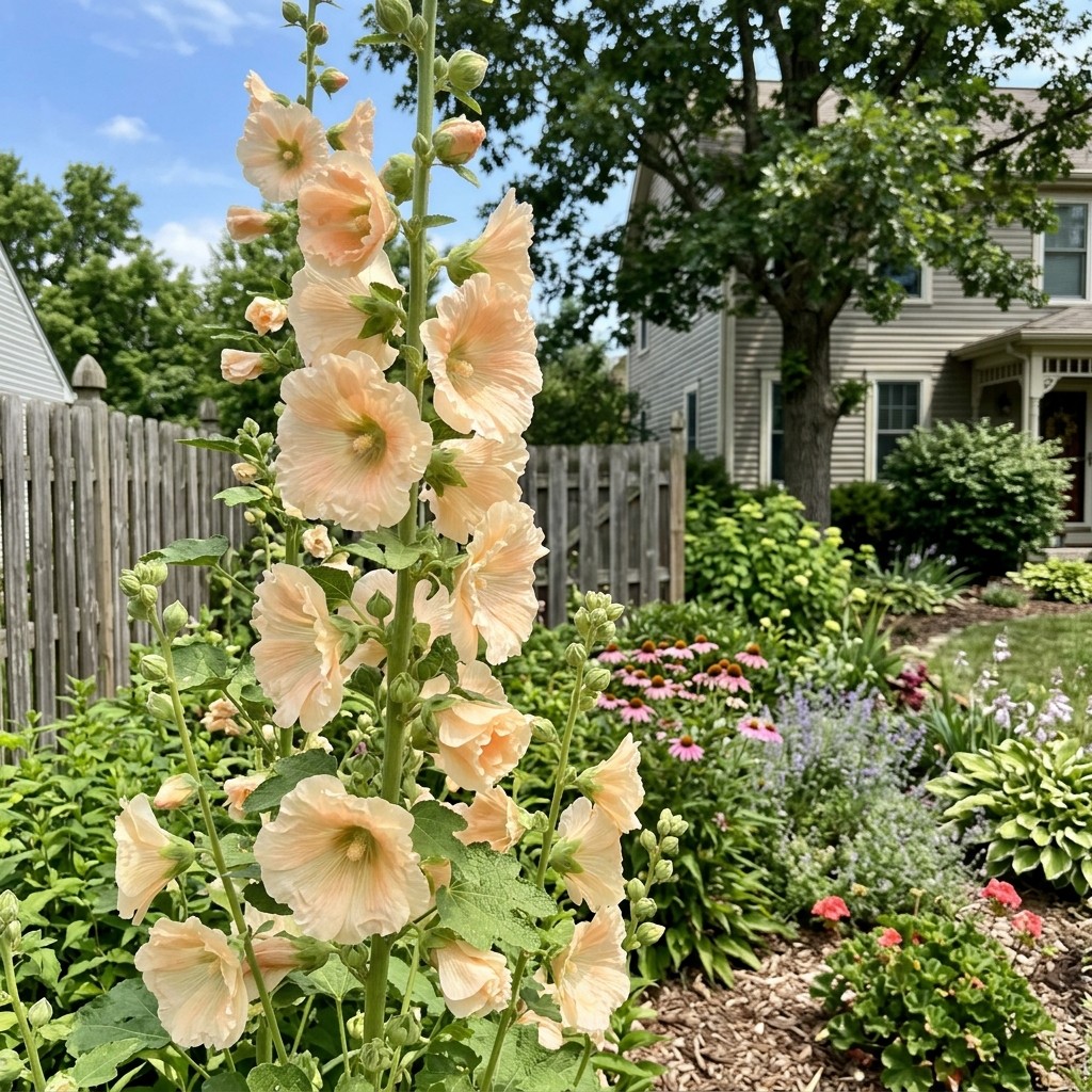 Fresh 100 Peach Hollyhock Seeds for Home Gardening – Beautiful Perennial