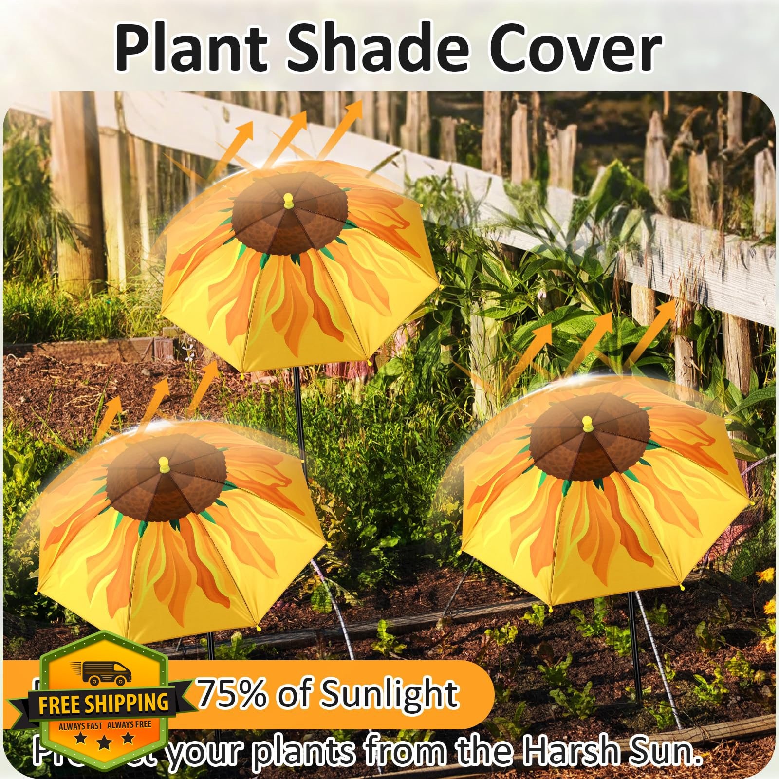 Sunnymove 4pk Plant Umbrellas Sunflower Orange 2