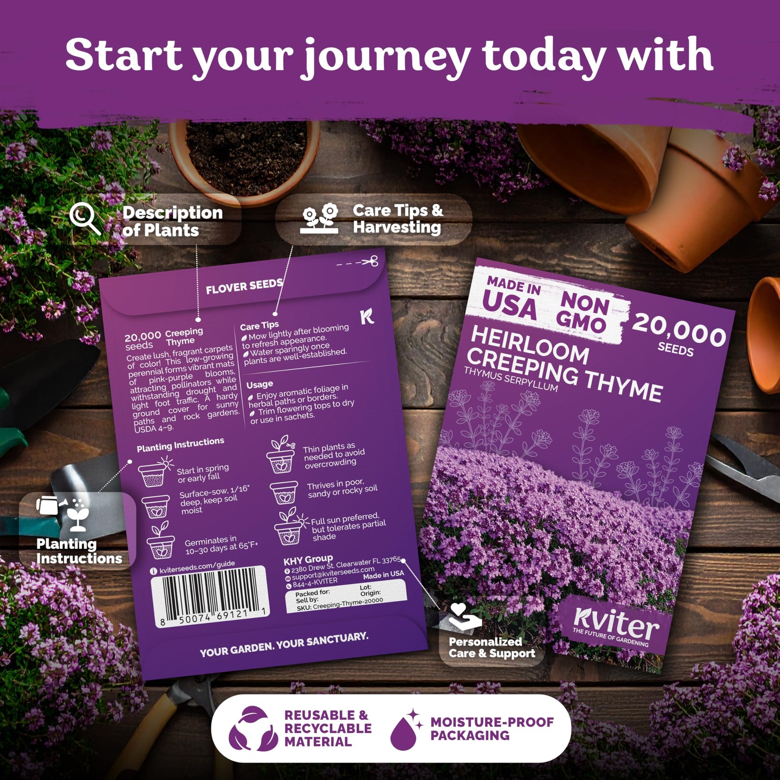 KVITER 20,000 Creeping Thyme Seeds (Thymus Serpyllum)