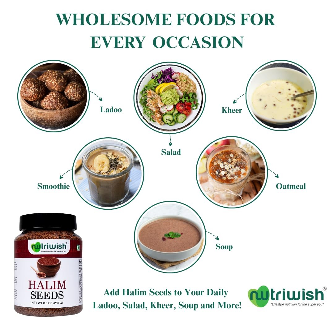 Nutriwish Halim Seeds Aliv/Garden Cress Seeds, 250 g | NutrientRich Superfood…