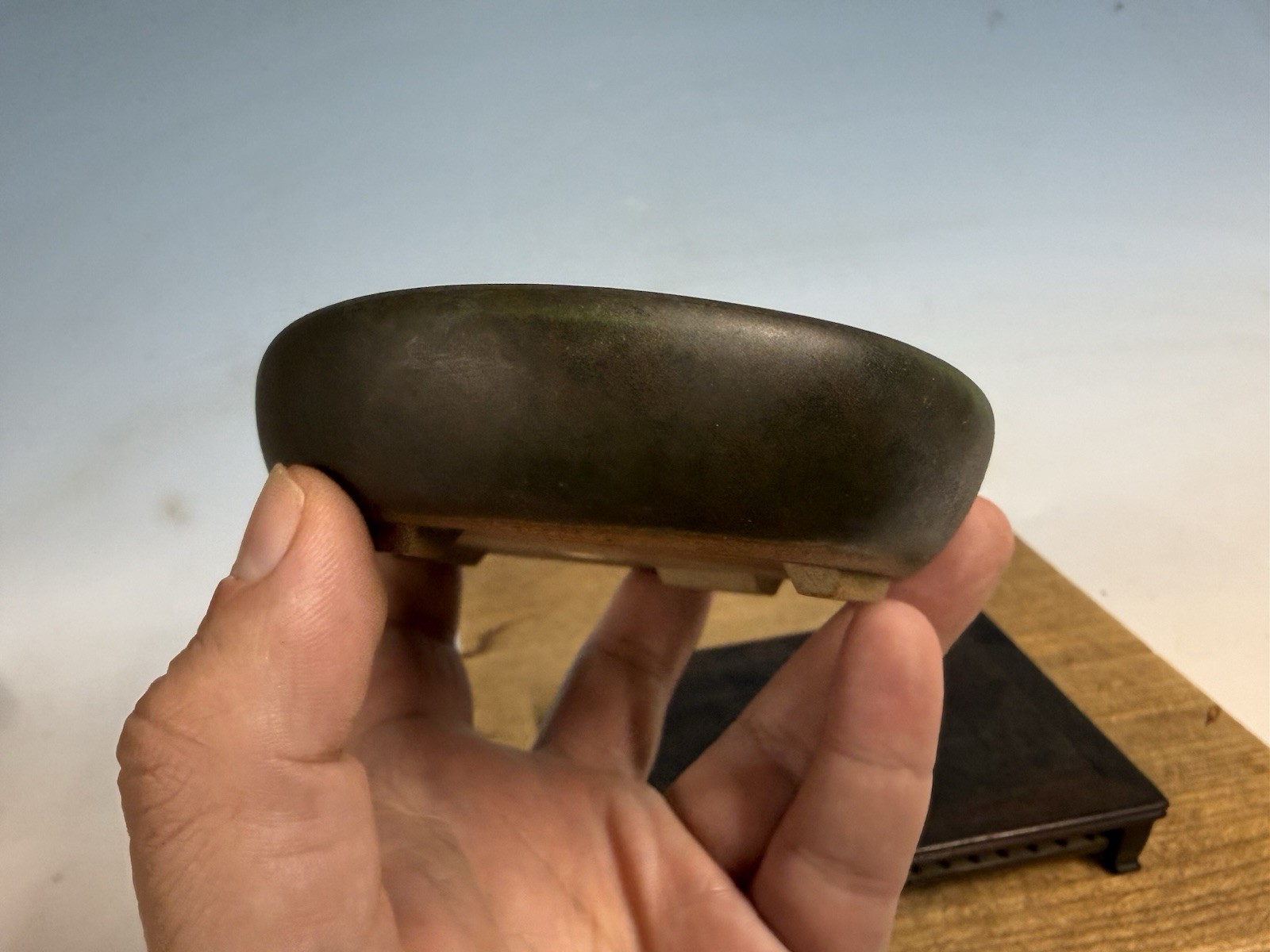 Japanese Unknown Maker Shohin Bonsai Tree Pot 5 5/8” Unique Glaze Color