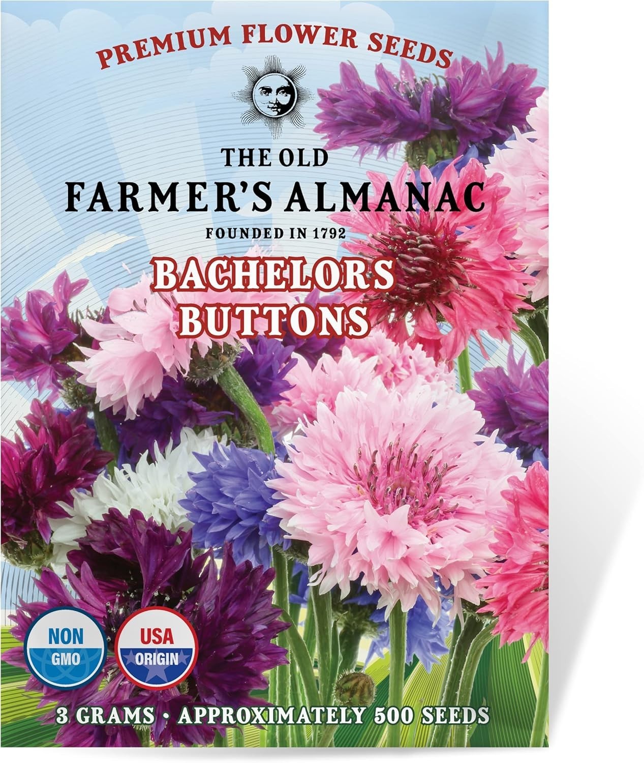 Bachelors Buttons Seeds – 500 Non-GMO Flower Seeds for Vibrant Blooms