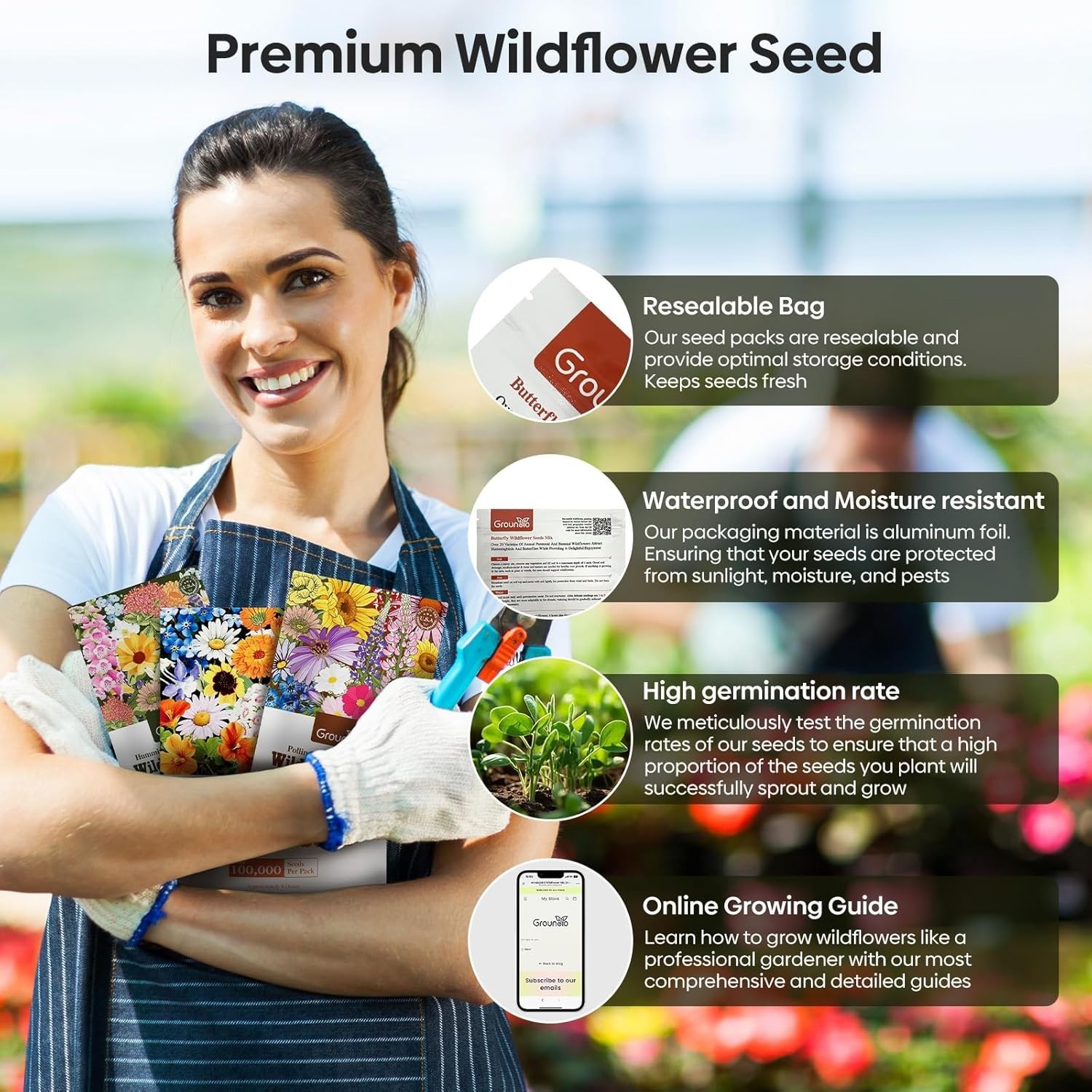 26 Varieties Wildflower Seeds Bulk – 200,000+ High Germination Seeds, 4 Ounce
