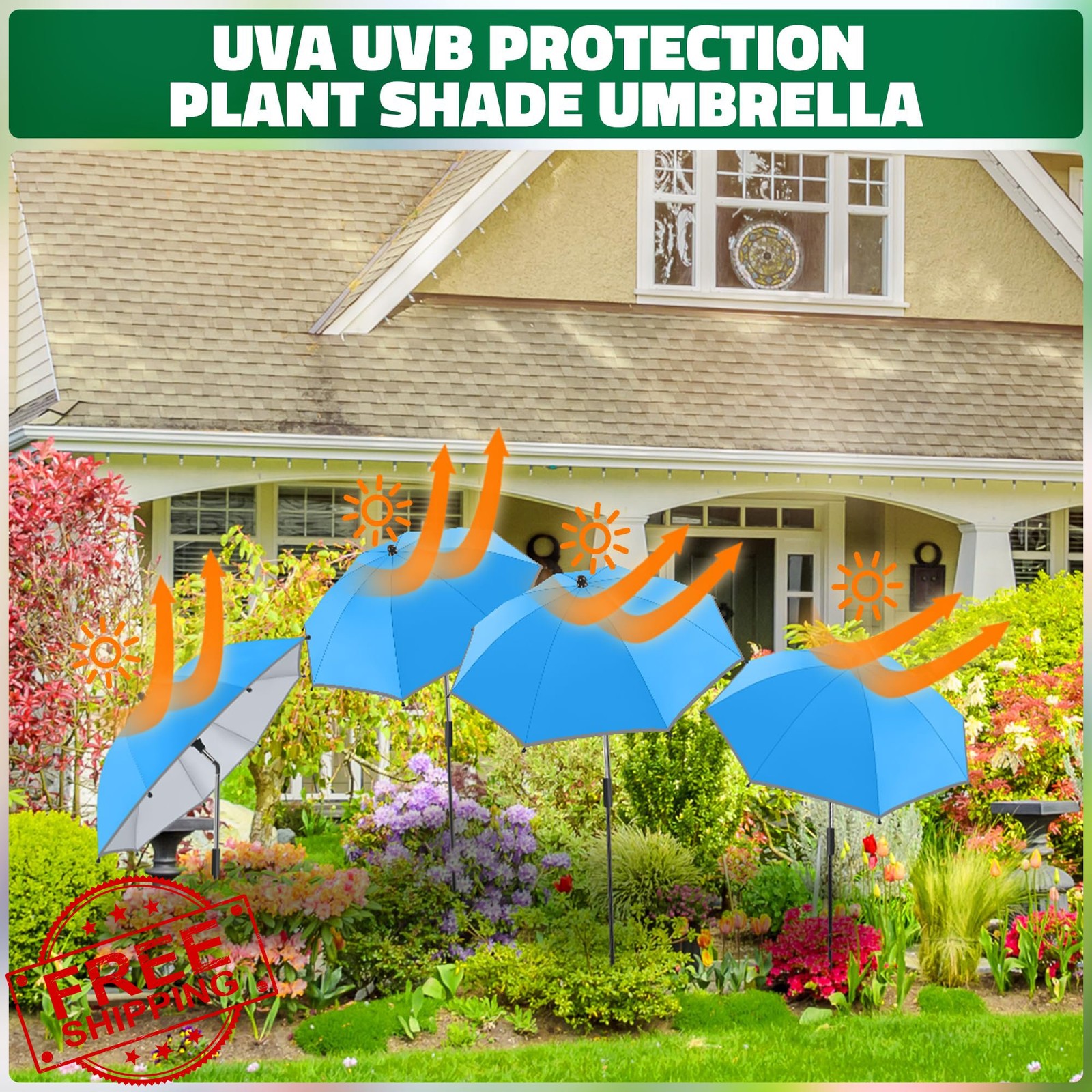 NBtoUS Plant Umbrellas 4 Pack Blue