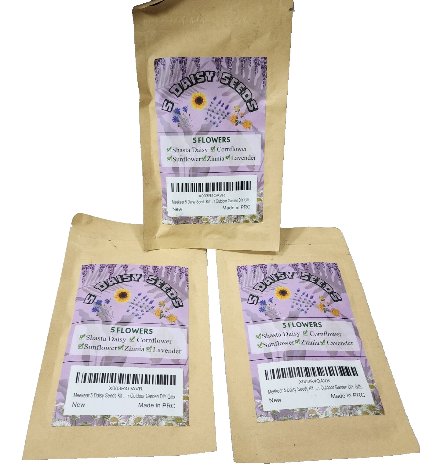 Meekear 5 Daisy Seeds Kit for Outdoor Garden DIY Gifts, Pack of 3
