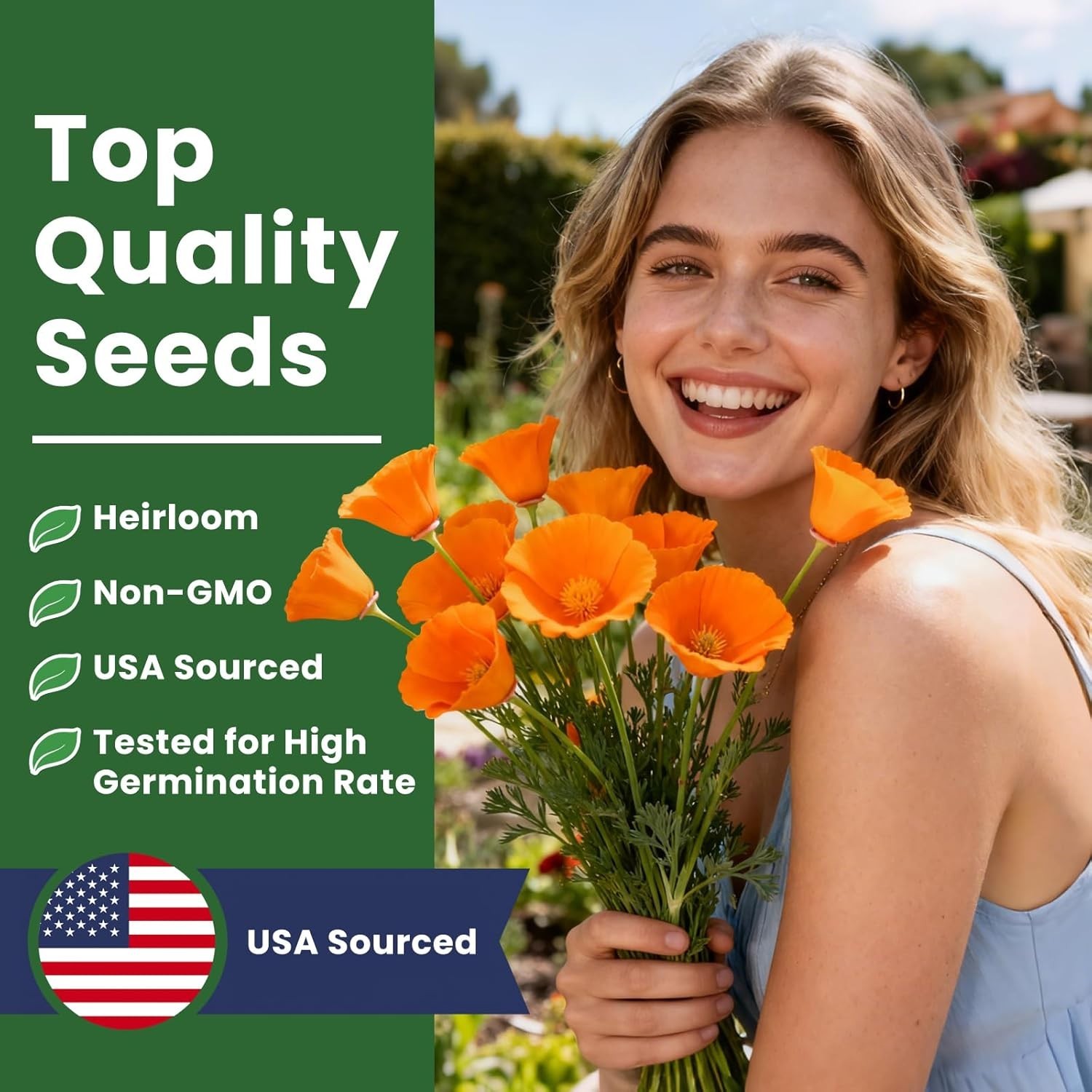 California Poppy Seeds for Planting, Orange Poppy Flower Seeds, Bulk 10,000+ See