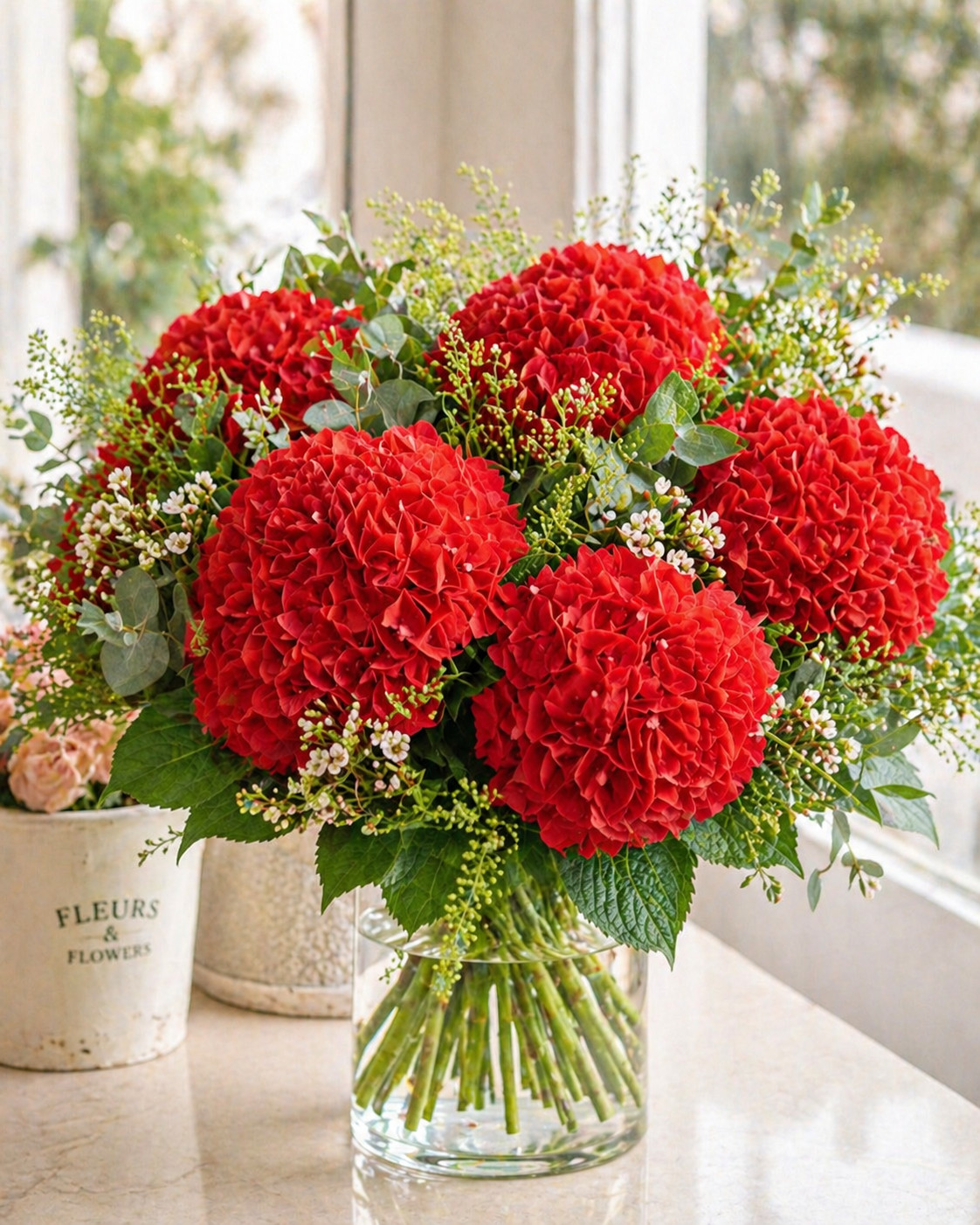 Red Hydrangea Seeds 150 Seeds Flower, Flower Seeds, Non GMO