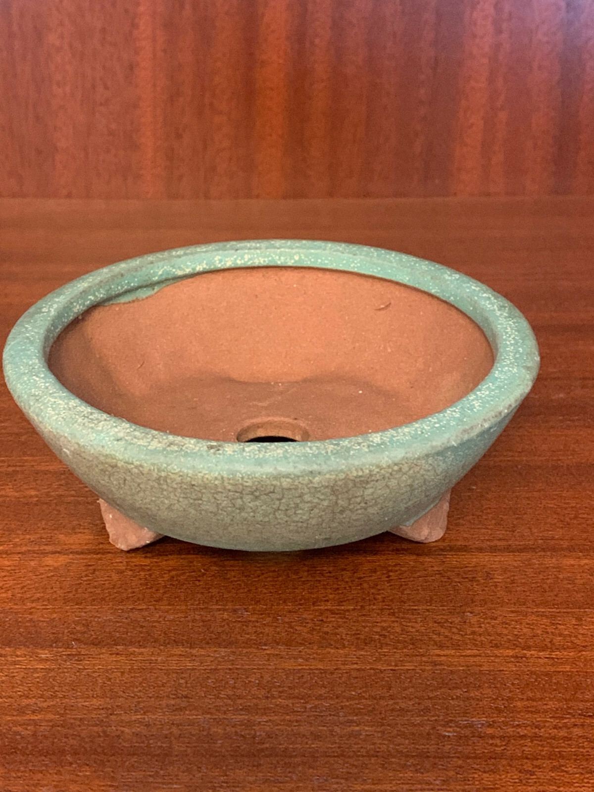 Green/blue Glazed High Quality Round Shohin Bonsai Tree Pot 4.625″x1.625″