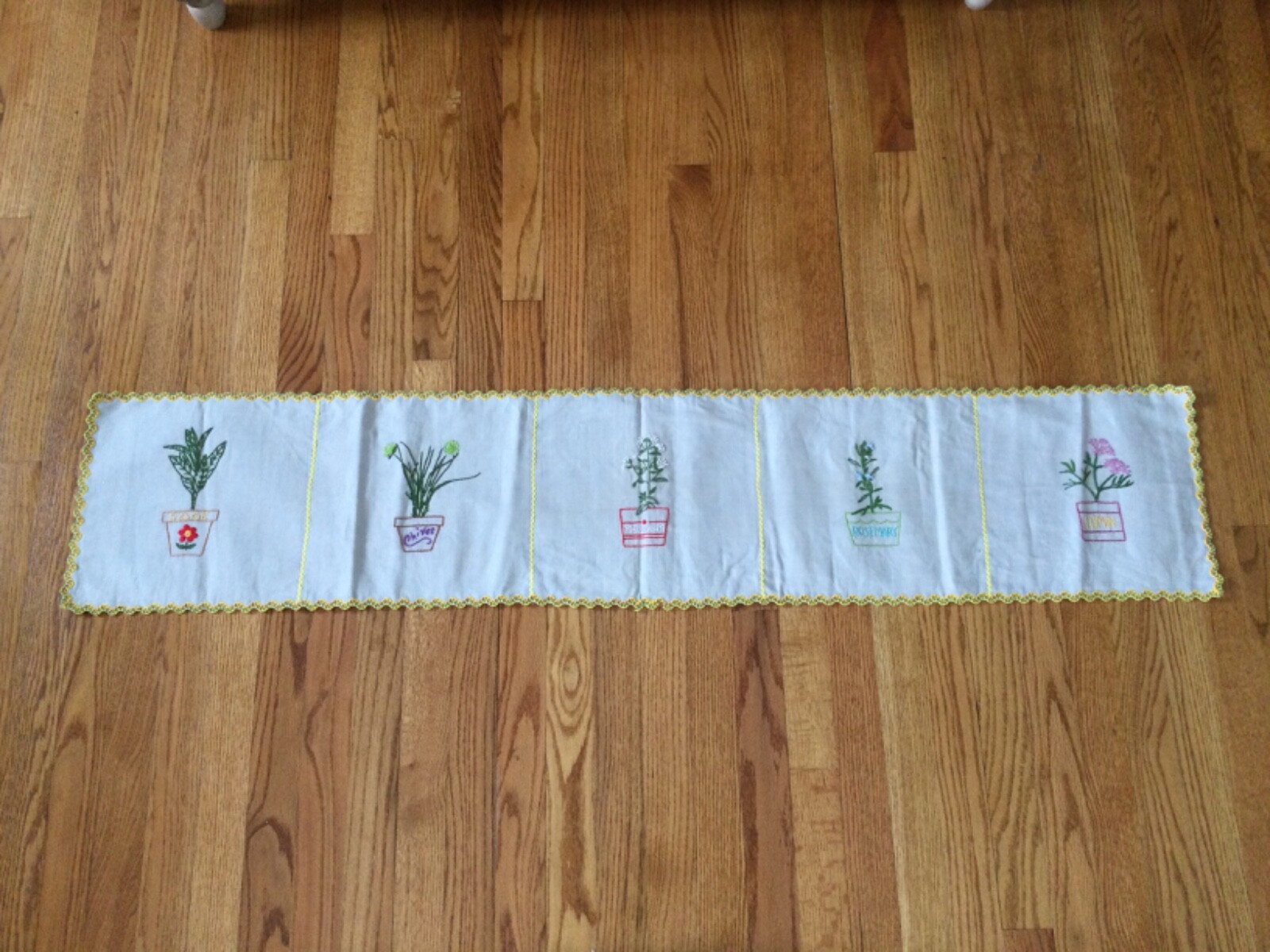 Homemade Tablerunner Herbs 56″X 11″ sage,chives,rosemary,cumin