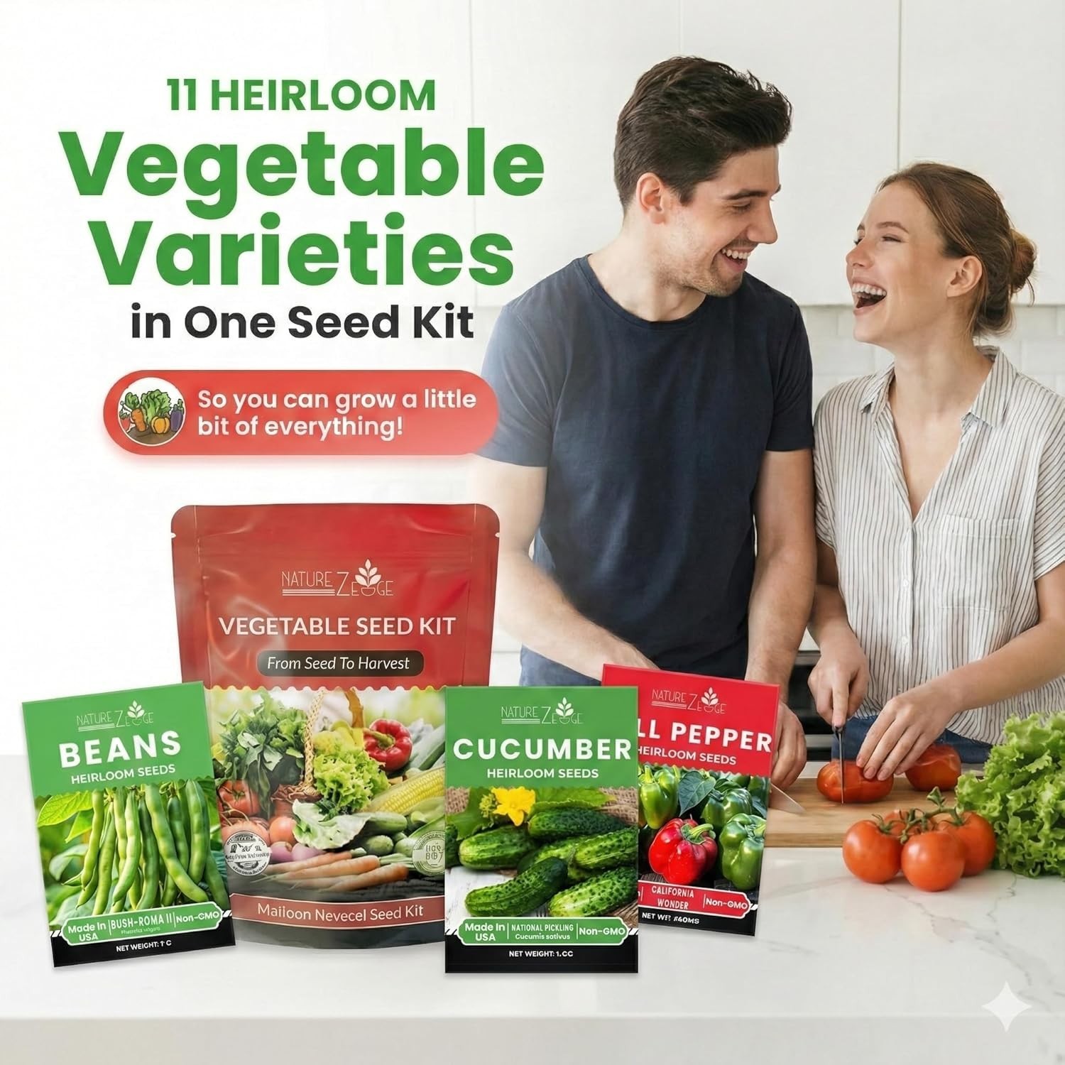 11 Heirloom Vegetable & Fruit Seeds Pack for Garden, Non-GMO, High Germination