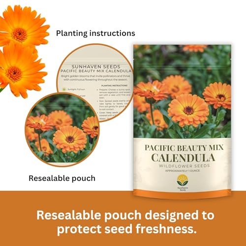 Calendula Seeds Pacific Beauty Mix – 3,000+ Seeds – 1 oz Bulk Extra Large