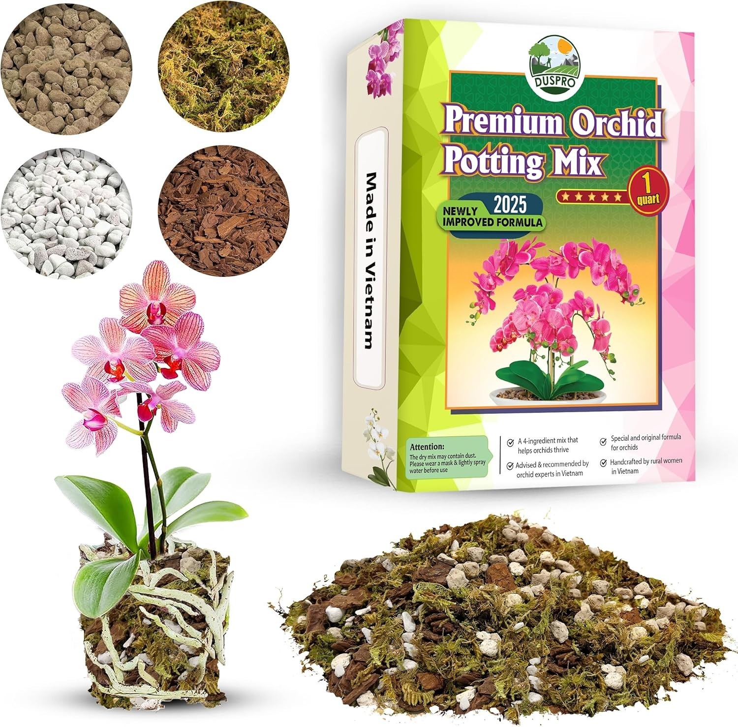 Optimal Orchid Growing Medium: 2025 Upgraded 1 Quart Potting Mix for Indoor Care
