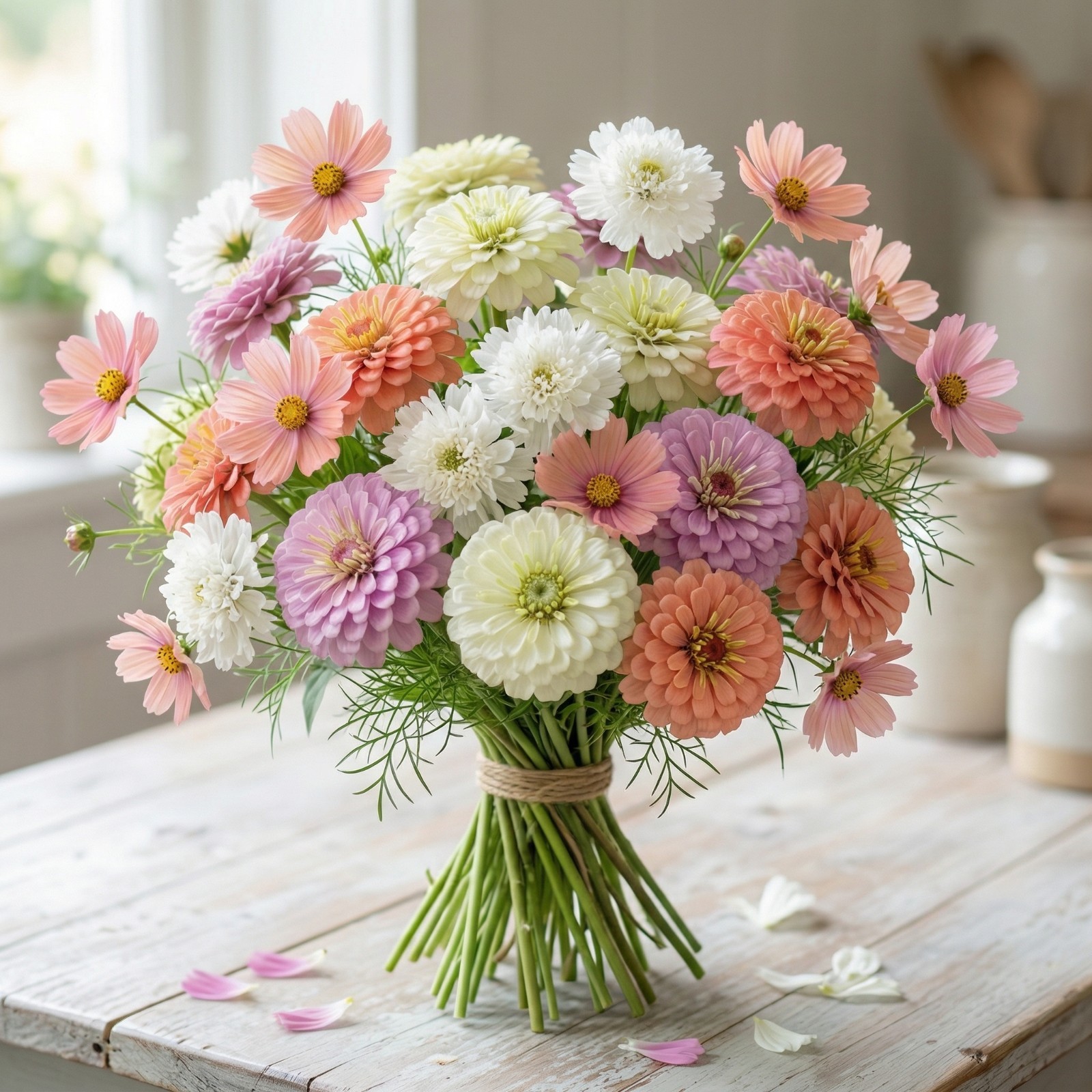 Designer Garden Bundle WEDDING Zinnia Cosmos Cut Flower 4 Packs – 100 Seeds!