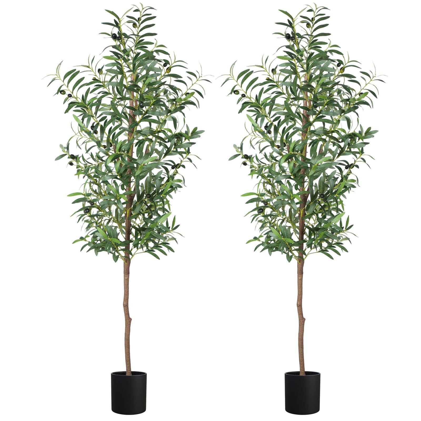 Fake Olive Tree, 5FT 2Pack Tall Plants Olive Trees 60in Silk Plant with Trunk…