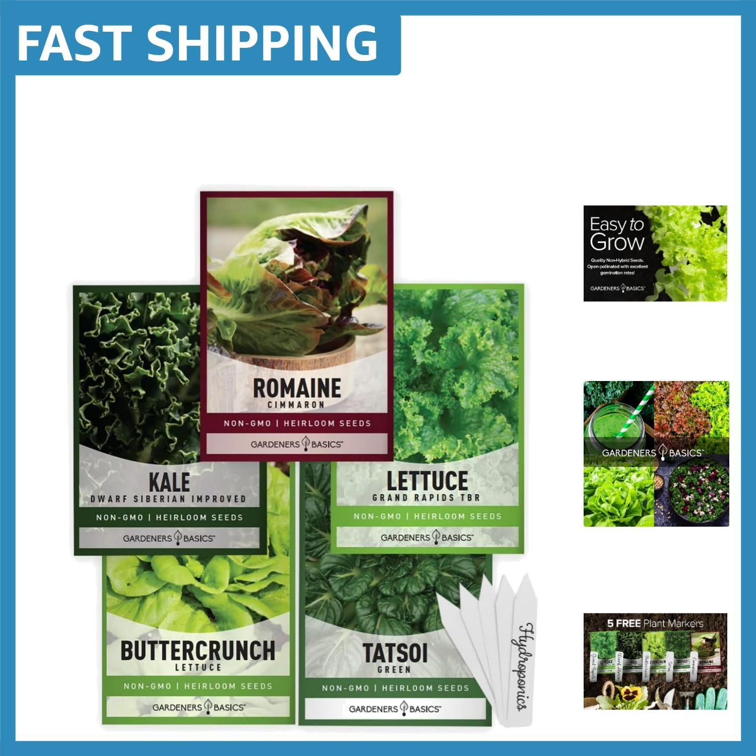 5 Variety Hydroponic Seed Pack: GMO-Free Indoor/Outdoor Greens for Family Gar…