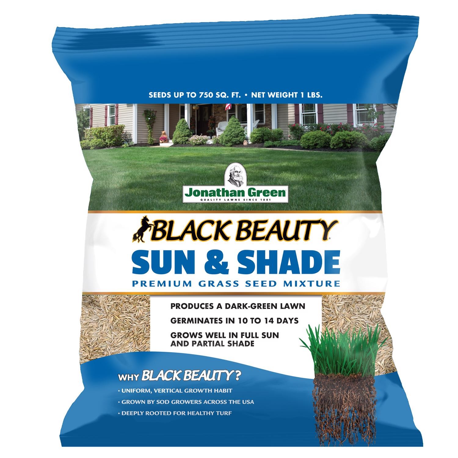 Jonathan Green Black Beauty Sun and Shade Mixed Partial Shade/Sun Grass Seed 1 l