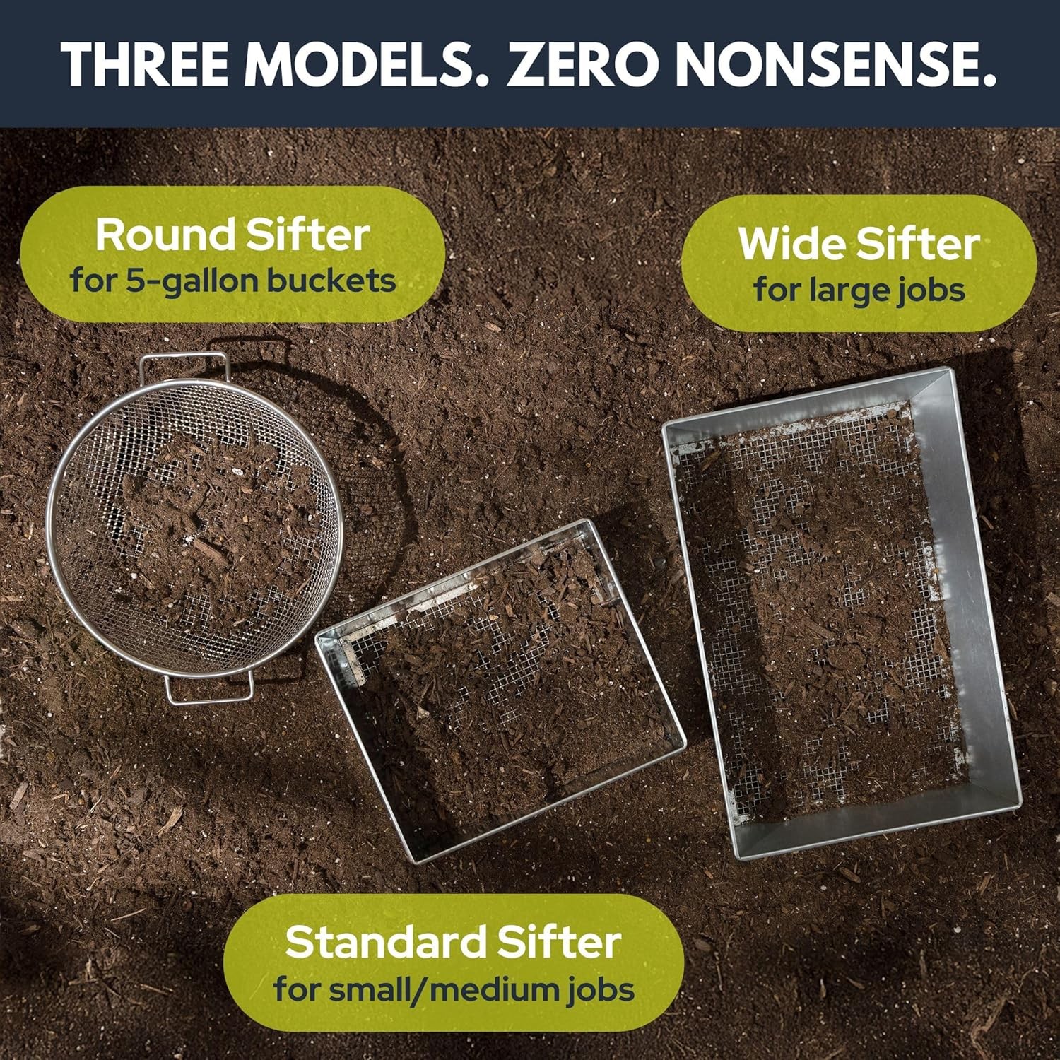 Round Soil Sifter for 5-Gallon Bucket (1/4-inch Mesh), Stainless 1/4 inch