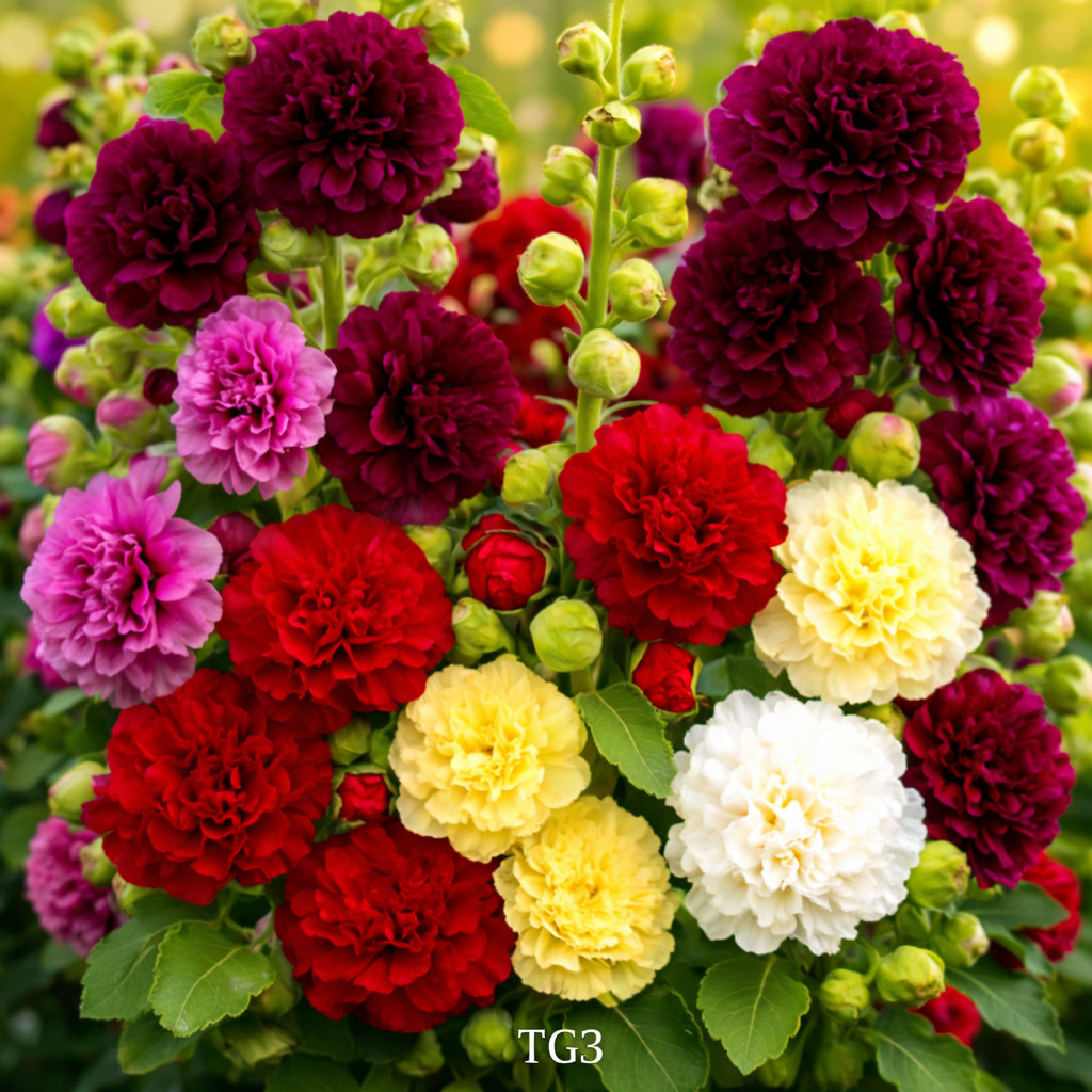 60 HOLLYHOCK RARE MIX SEEDS AUTUMN GARDEN PLANTING HUGE FLOWERS BEES BORDERS USA
