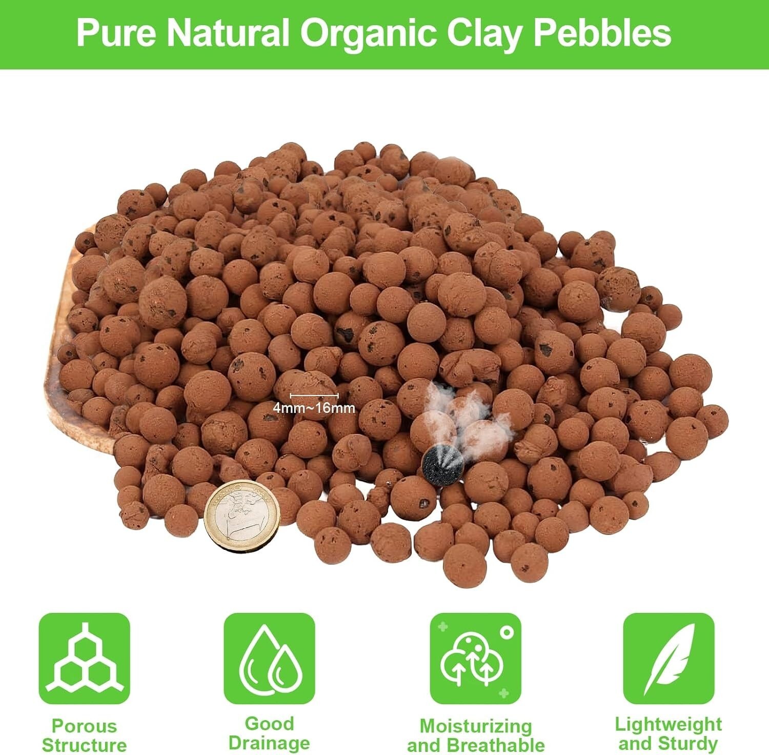 Organic Expanded Clay Pebbles 4mm16mm Lightweight Leca Balls for Plants