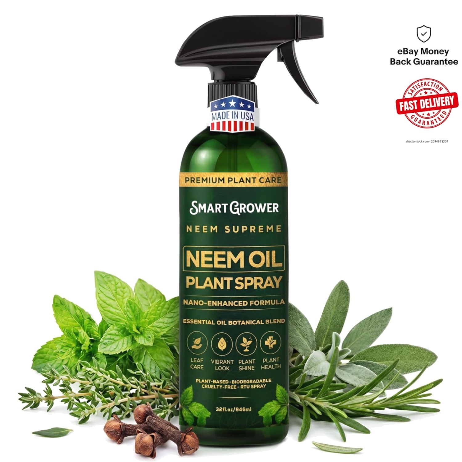Botanical Neem Oil Spray – 32 oz Natural Plant Wash for Healthy Greenery