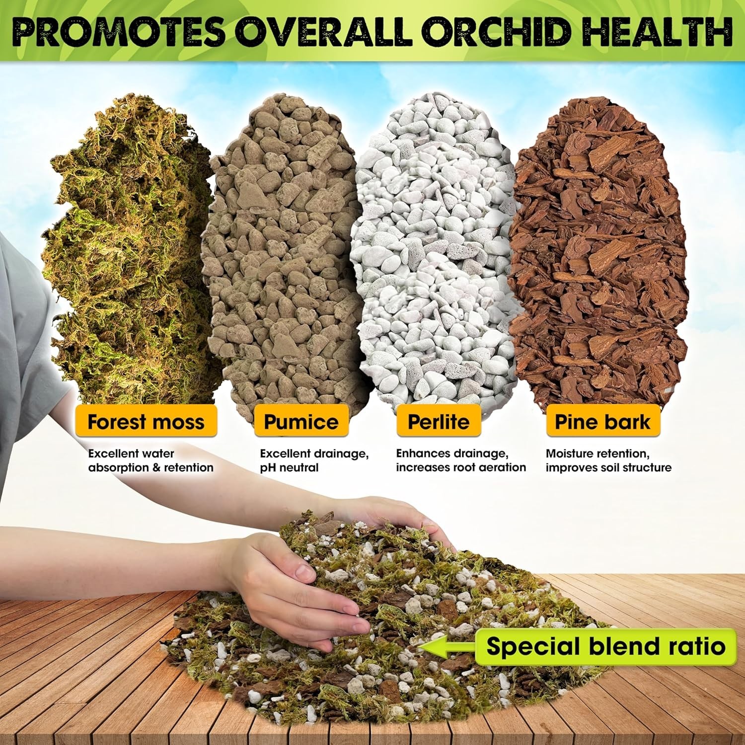 Orchid Potting Mix with Pine Bark & Pumice – Perfect for Strong Roots, 1 Quart
