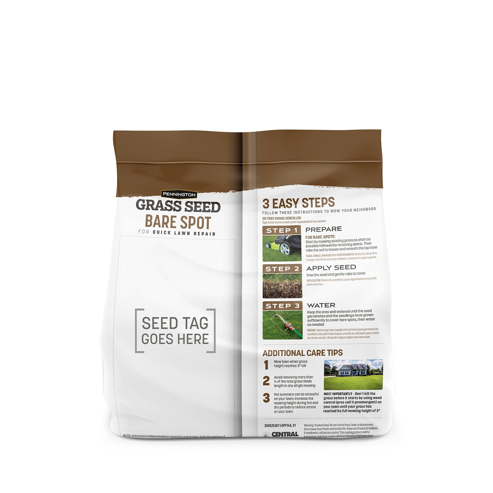 Pennington Bare Spot Repair Mix Central,1 LB, Grass Seeds for Lawn 1 lb, color