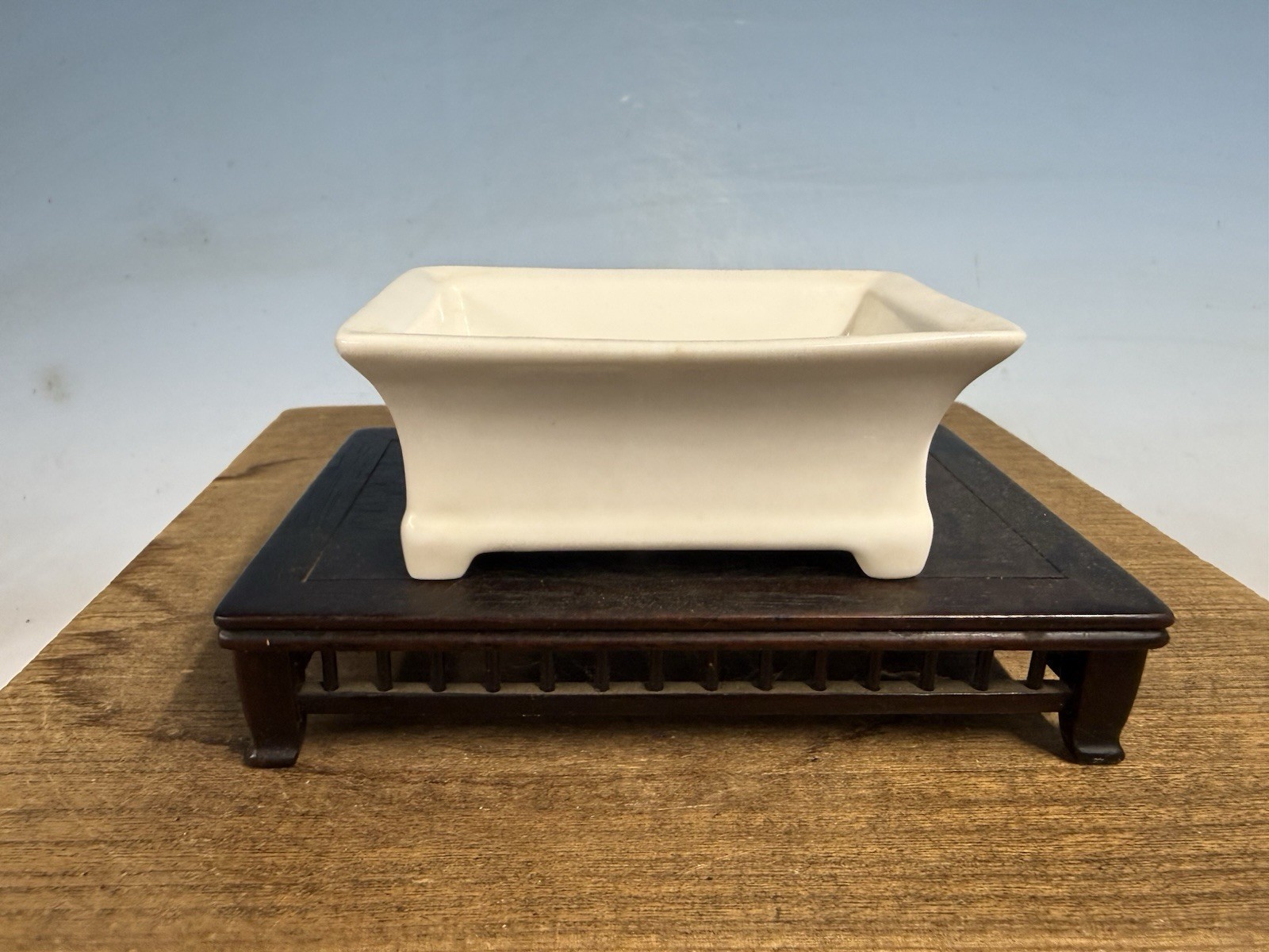 Japanese Unknown Maker Shohin Bonsai Tree Pot 4” White Porcelain