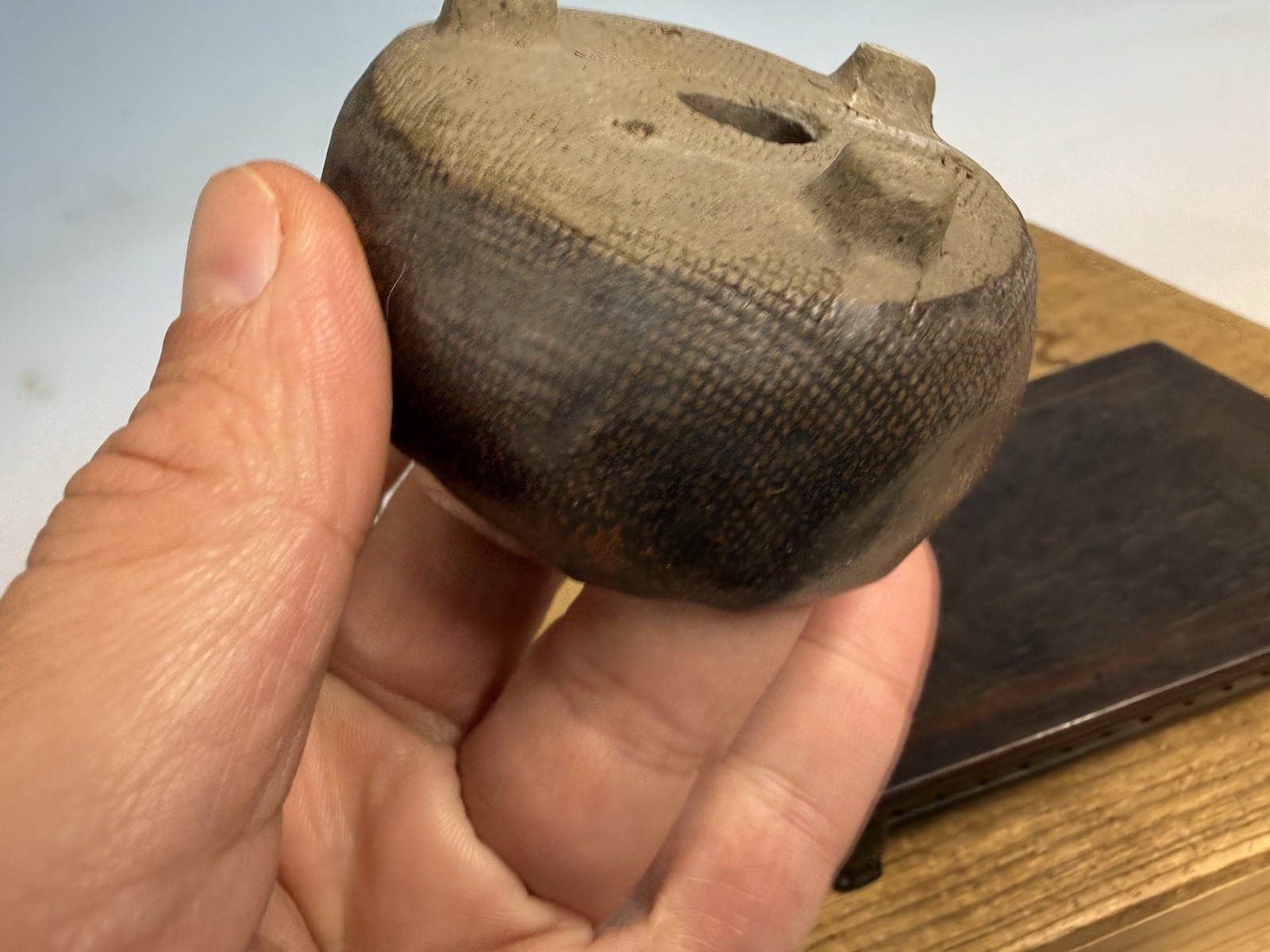 Japanese Unknown Maker Shohin Sized Bonsai Tree Pot 3 By 1 1/2” Unique Color