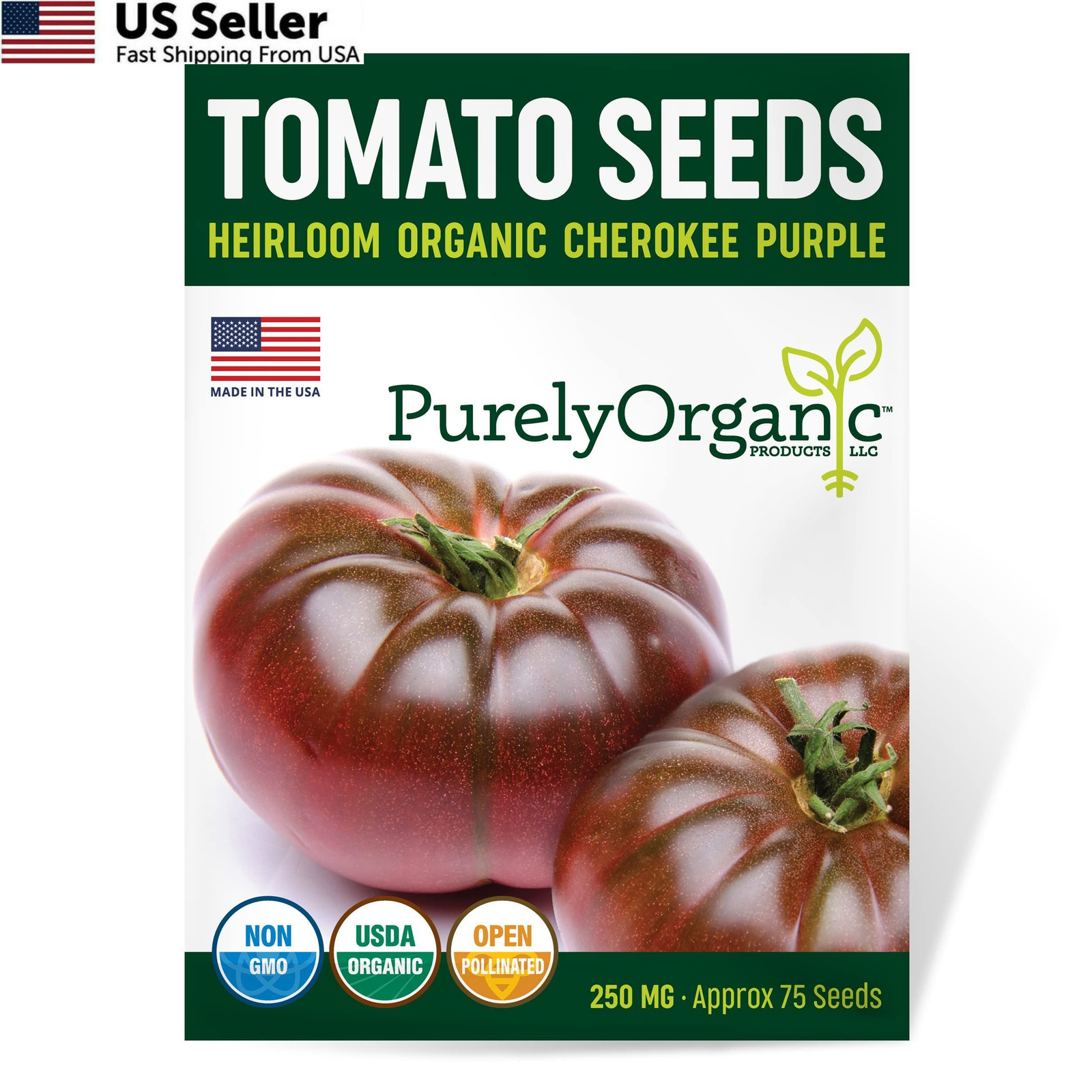Purely Organic Tomato Seeds (Cherokee Purple) – approx 75 seeds, Purple,Red