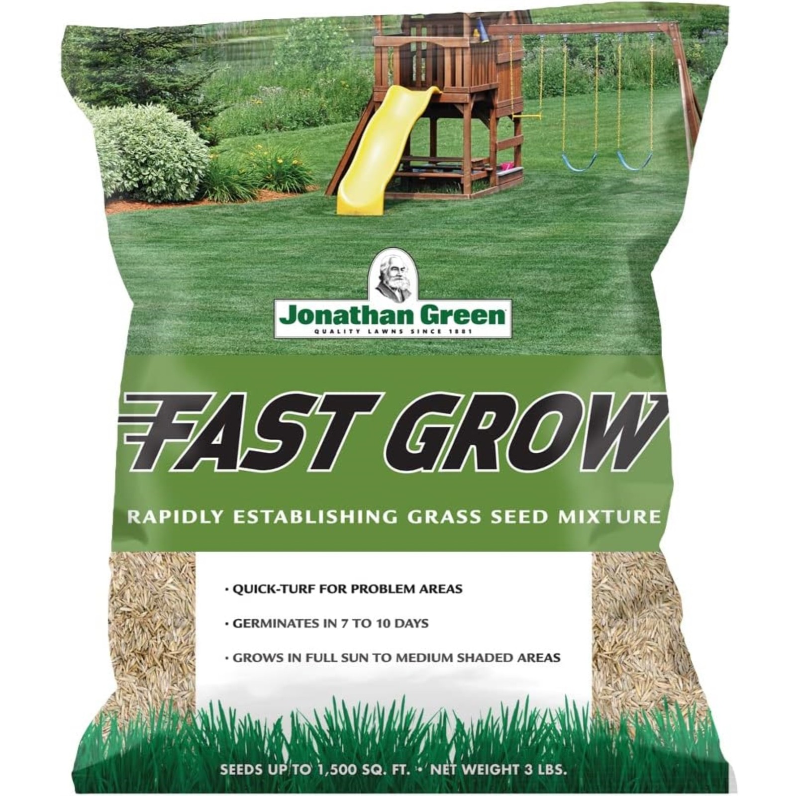 Jonathan Green (#10820) Fast Grow Grass Seed Mixture, 3lb bag, 4 Pack