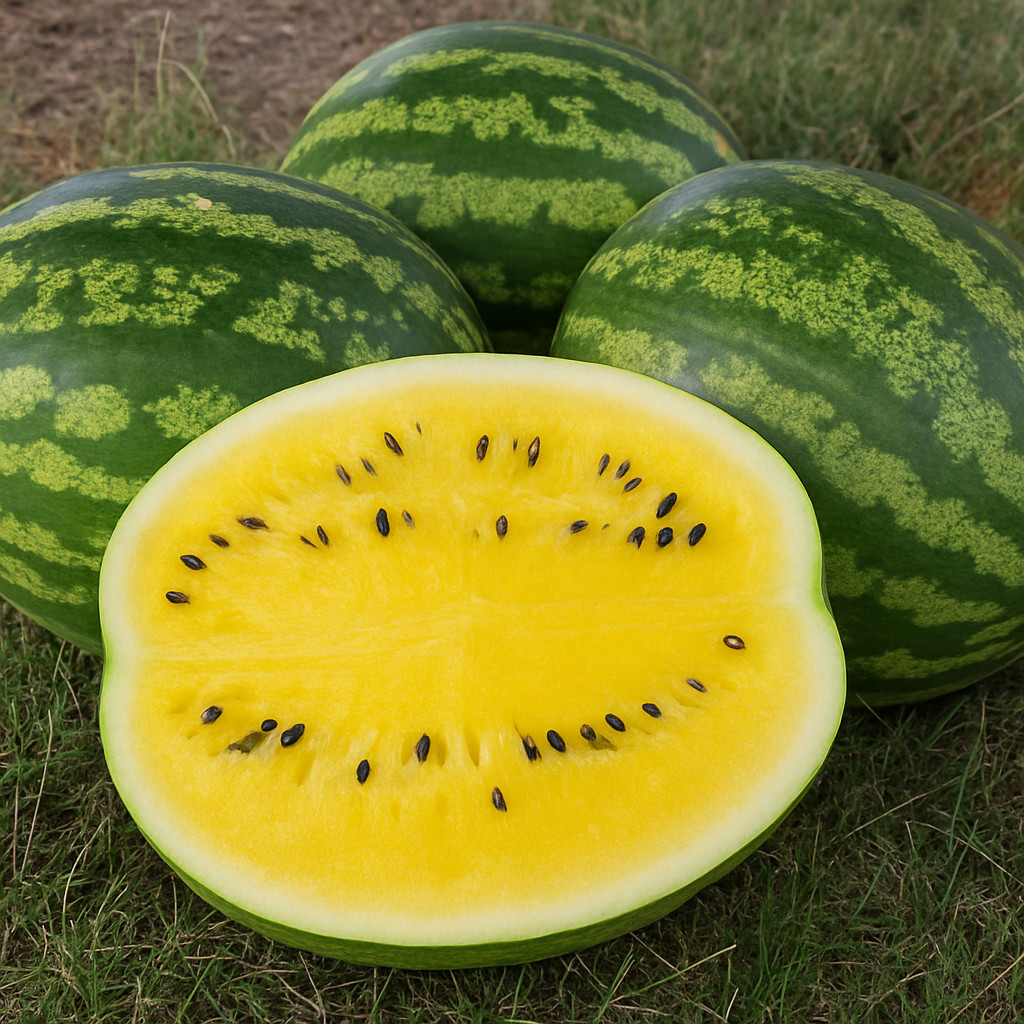 25 Yellow Watermelon Seeds – Heirloom Yellow Crimson Sweet – Organic NonGMO