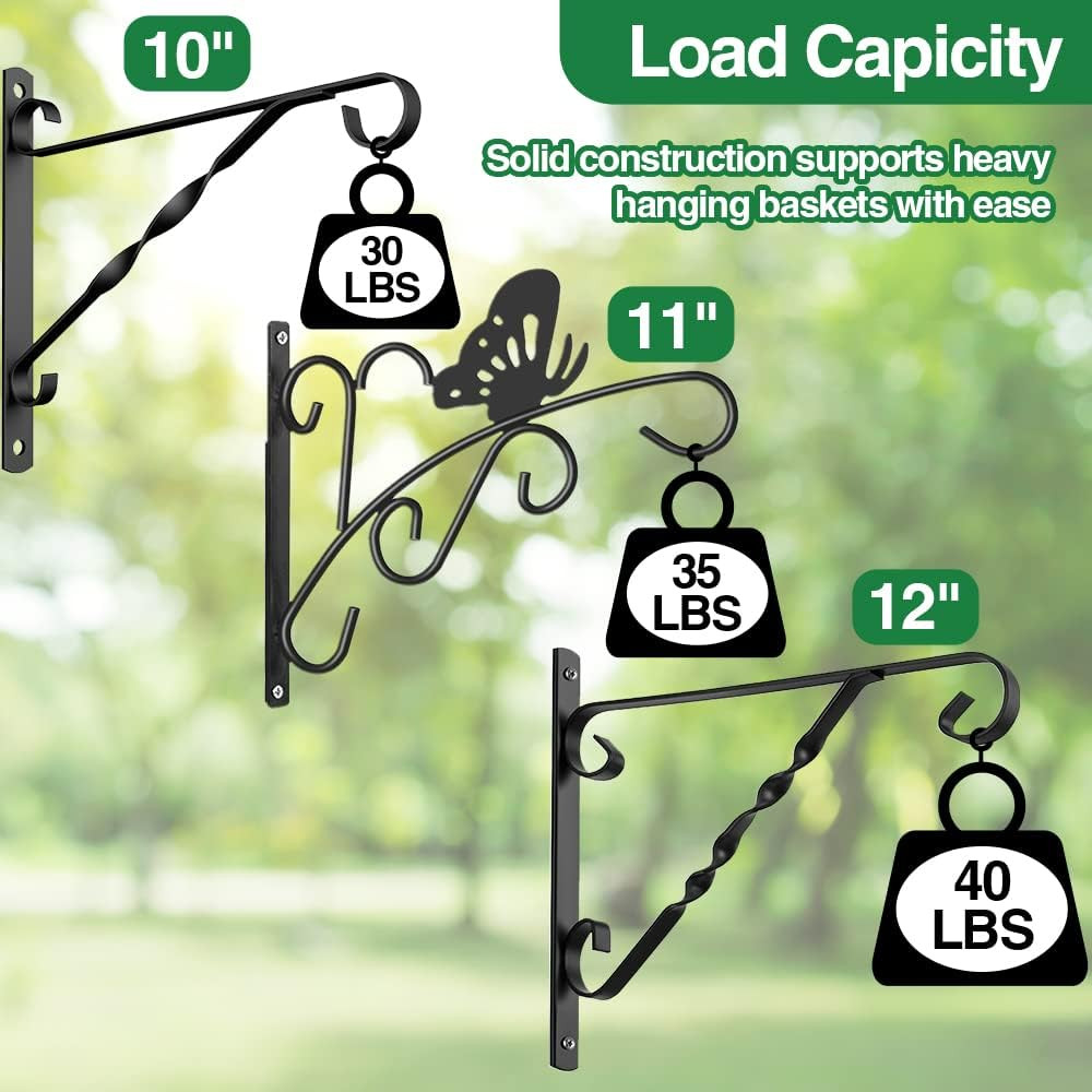 4 Pack Hanging Plant Brackets Outdoor 12″ Metal Fence Wall Plant Hanger Hooks fo