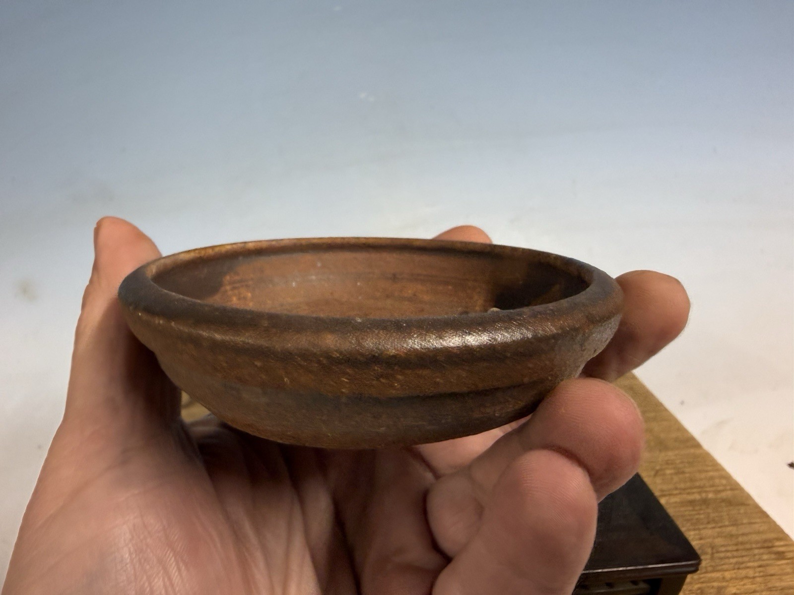 Japanese Unknown Maker Shohin Bonsai Tree Pot 4 1/16 By 1” unglazed Handmade