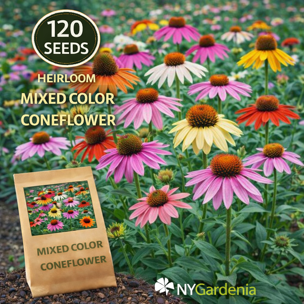 120 Mixed Color Coneflower Seeds Echinacea Heirloom Garden Easy Grow