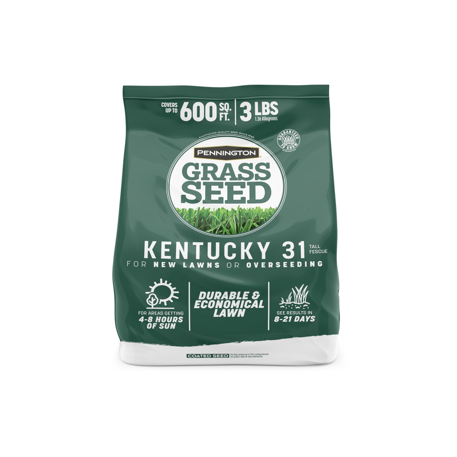 Pennington Kentucky 31 Grass Seed 3 lb 100% Tall Fescue Penkoted FROM USA