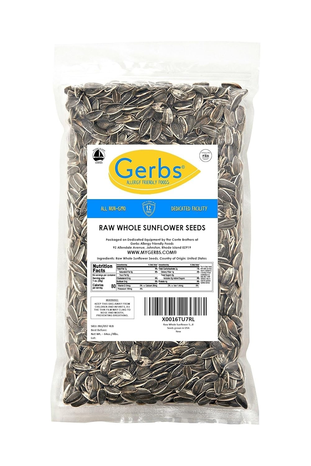 Raw Sunflower Seeds 4 lbs. | In-Shell, Allergen-Free