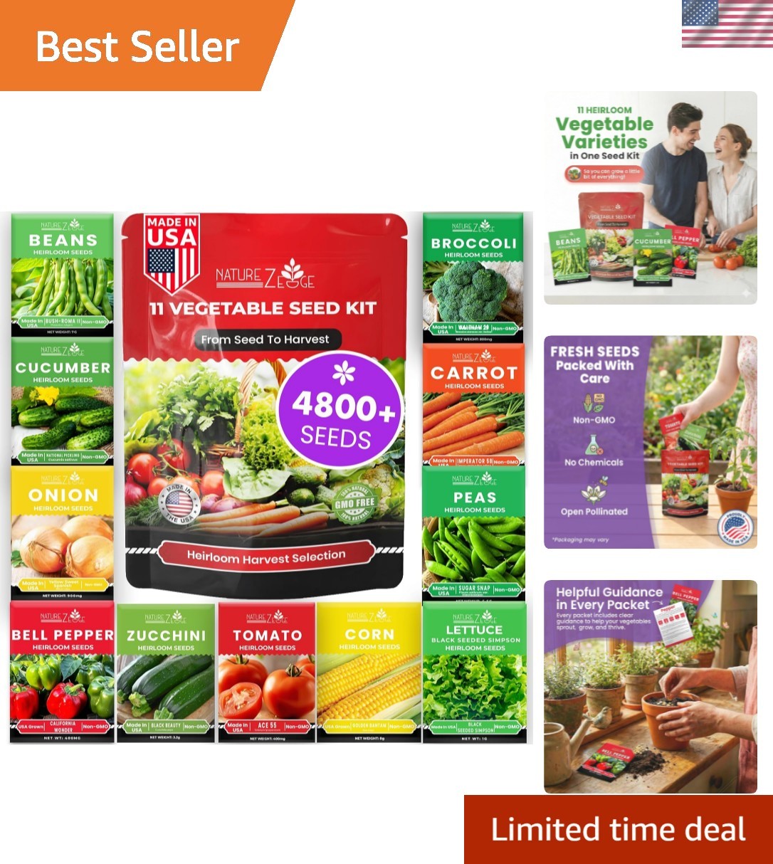 11 Heirloom Vegetable Seeds Variety Pack – 4800 Count for Sustainable Gardening