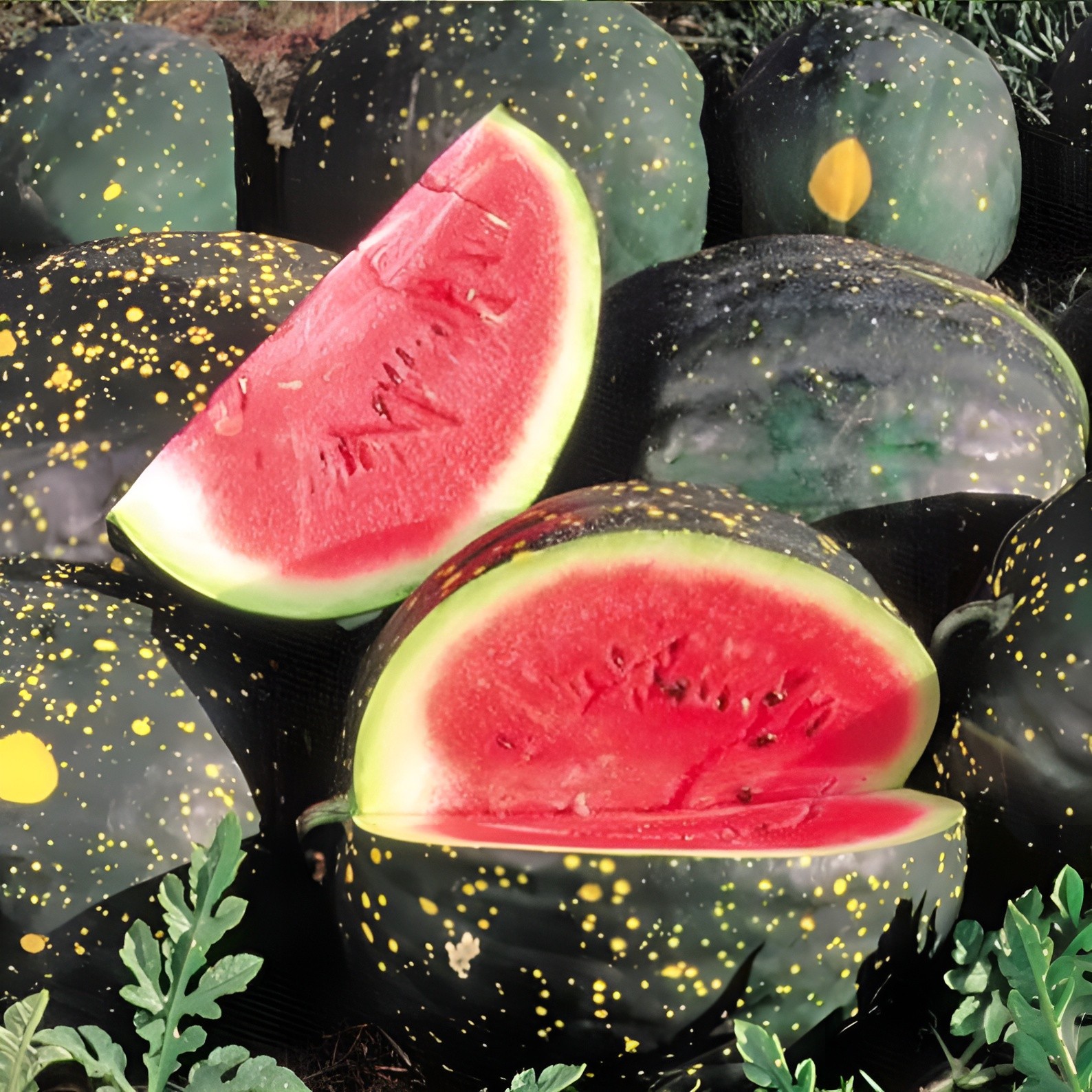 30 Heirloom Moon&Stars Red Watermelon Seeds – HUGE Up To 30lb Super Sweet Melon
