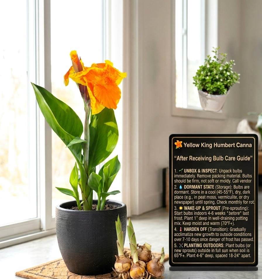 Canna Lily Plant 1 Bulb Yellow King Humbert Rhizome Large Garden Flower Limited