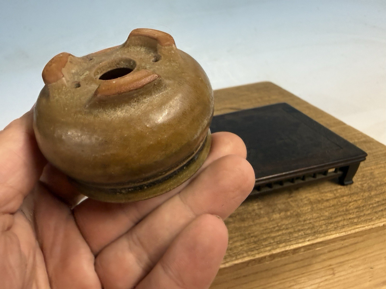 Japanese Unknown Maker Shohin Bonsai Tree Pot 2 1/2 By 1 5/8” Unique Glaze