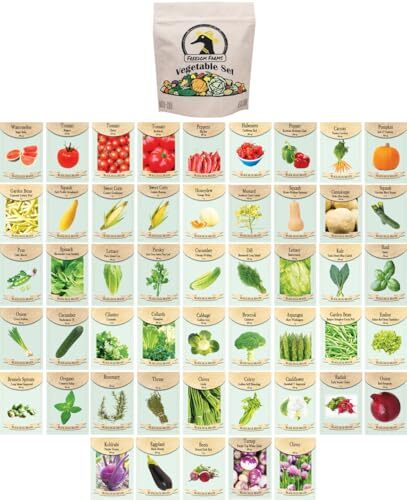 50 Packs Assorted Heirloom Vegetable Seeds 20+ Varieties All Seeds are Heirlo…