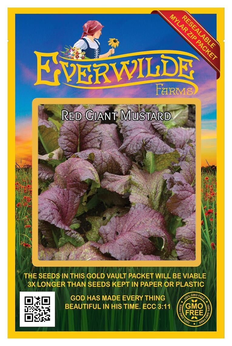 1 Oz Red Giant Mustard Seeds – Everwilde Farms Mylar Seed Packet
