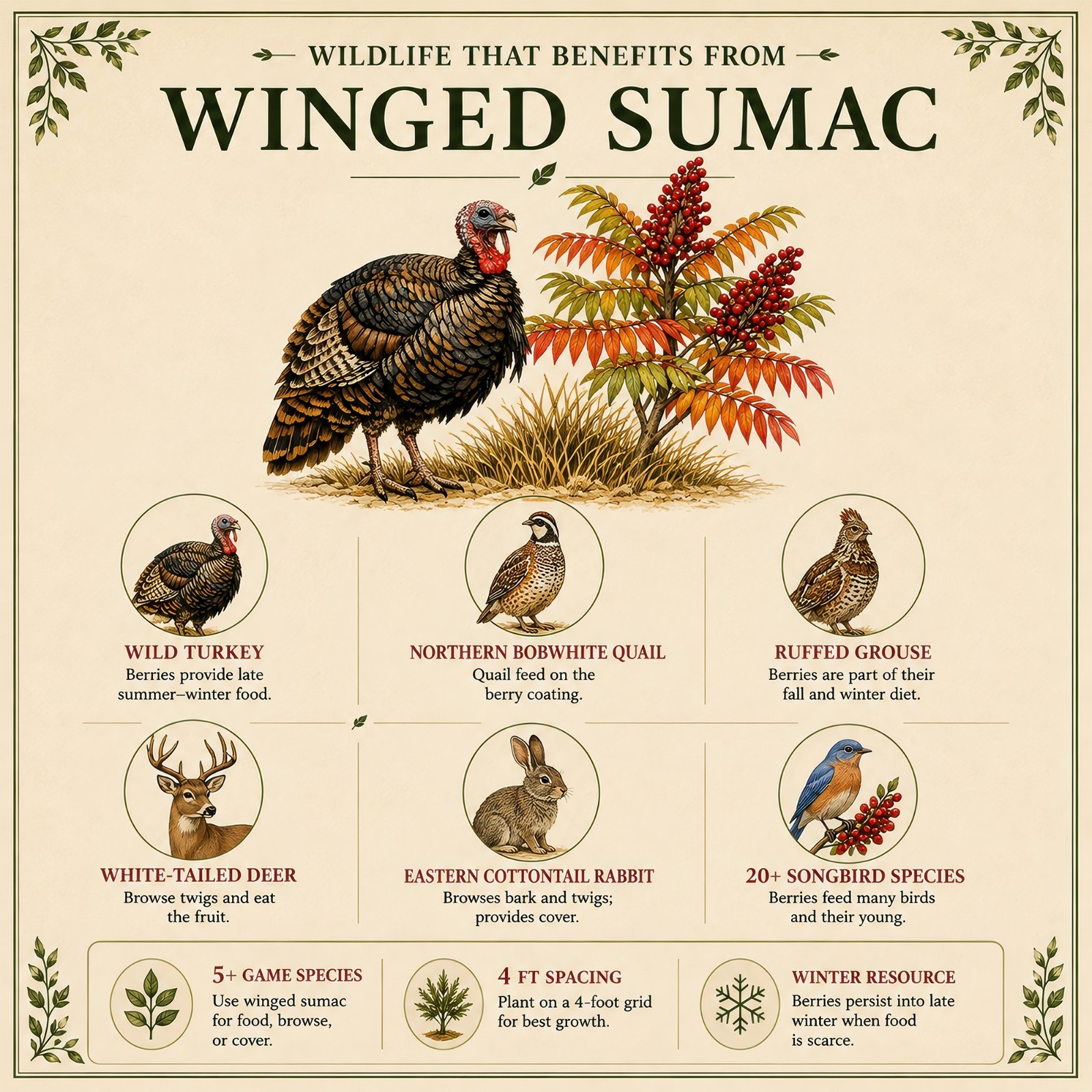 500 Flameleaf Sumac Tree Seeds (Rhus copallinum) Winged Sumac – Zones 4-9 USA