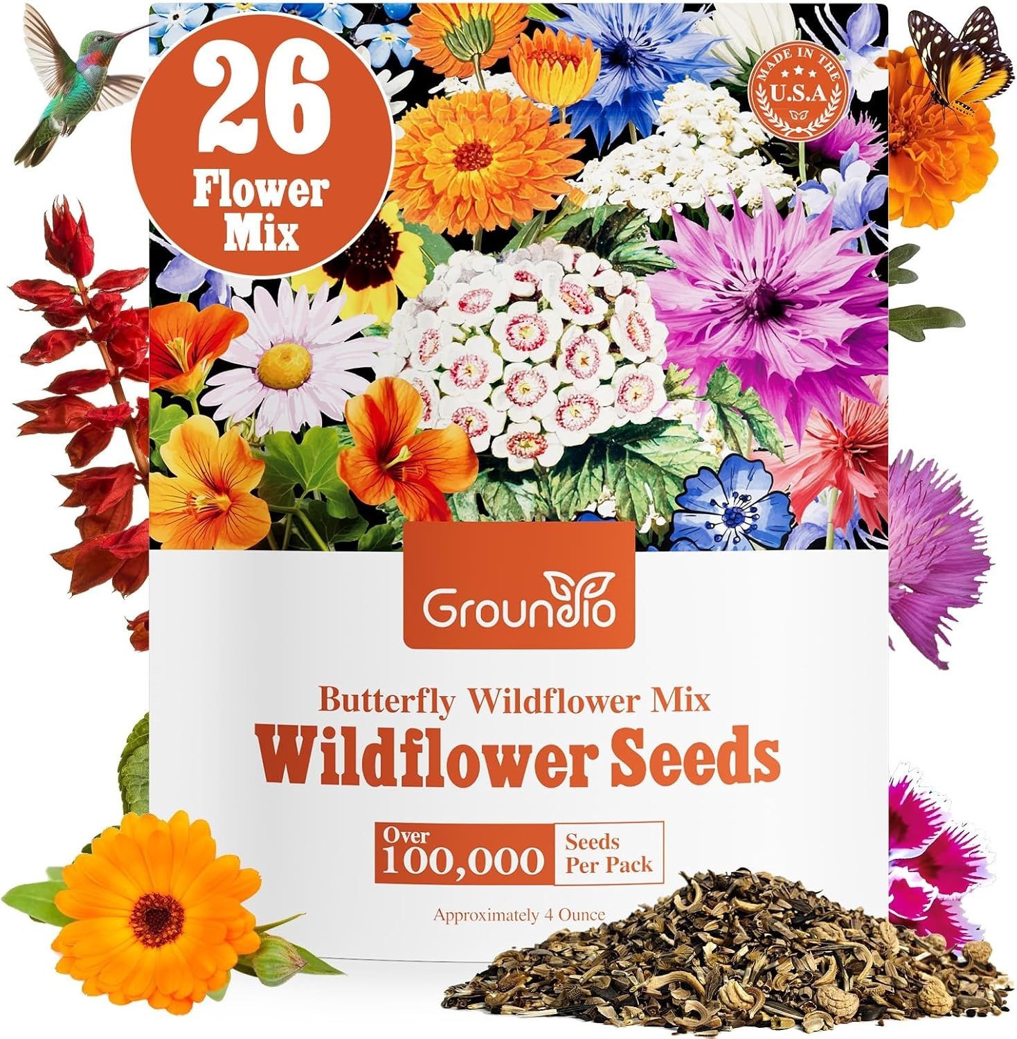 Wildflower Seeds Bulk, 4 Ounce, 200,000+ Seeds, 26 Varieties Annual & Perenni…