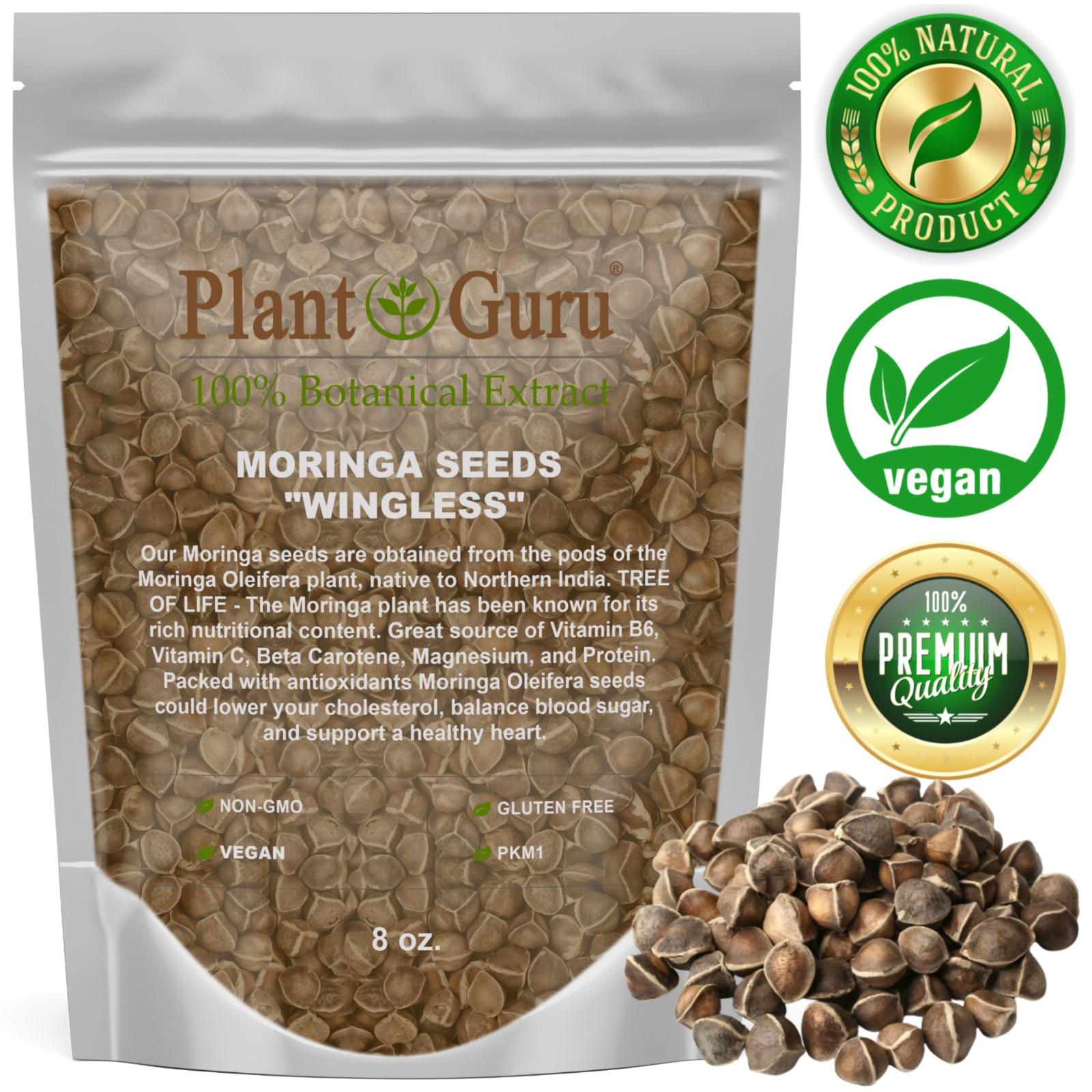 800 Moringa Oleifera Seeds 8 oz. WINGLESS Fresh Organic Semillas de Moringa Tree