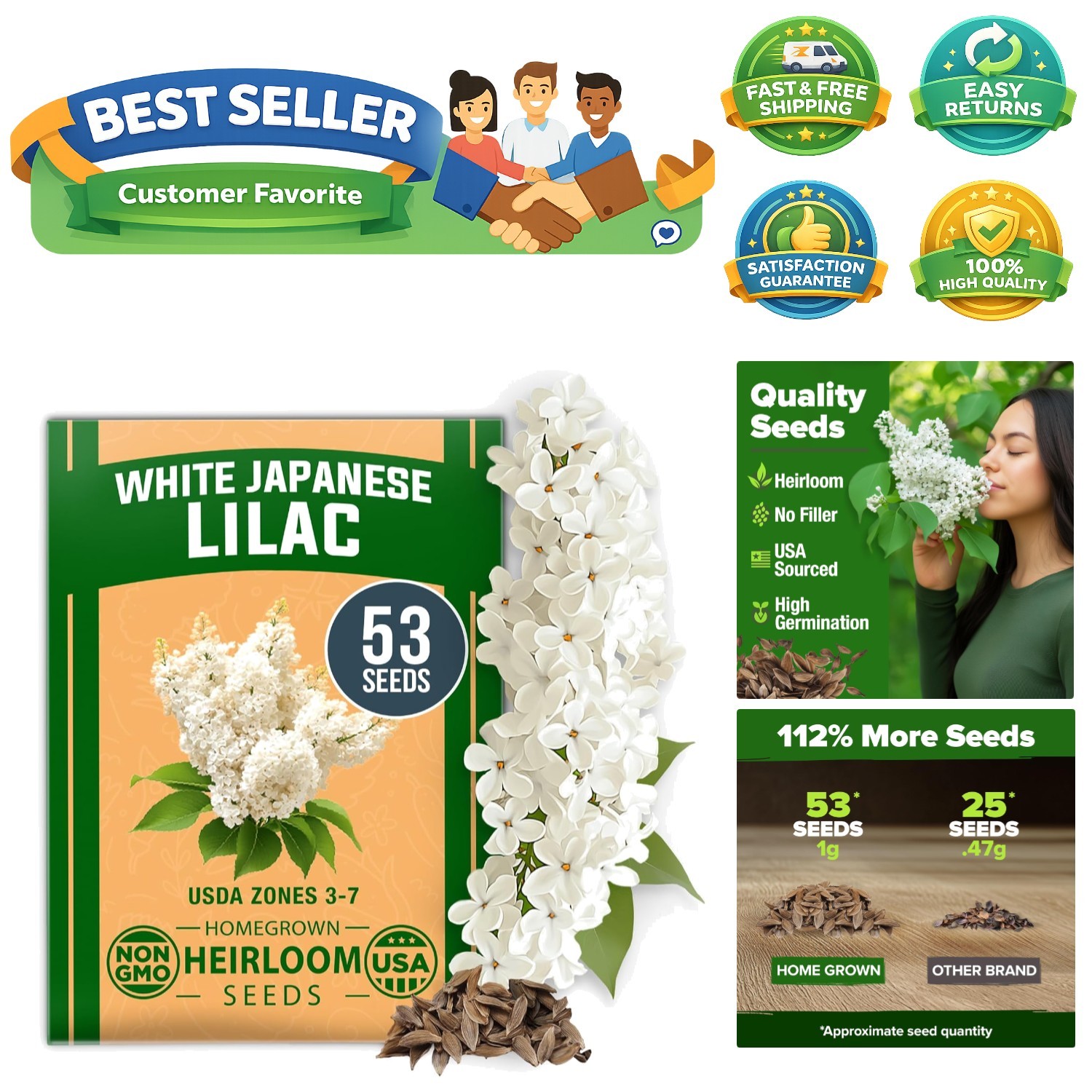 Pollinator-Friendly White Lilac Seeds | 53 Heirloom Tree Seeds for Landscaping