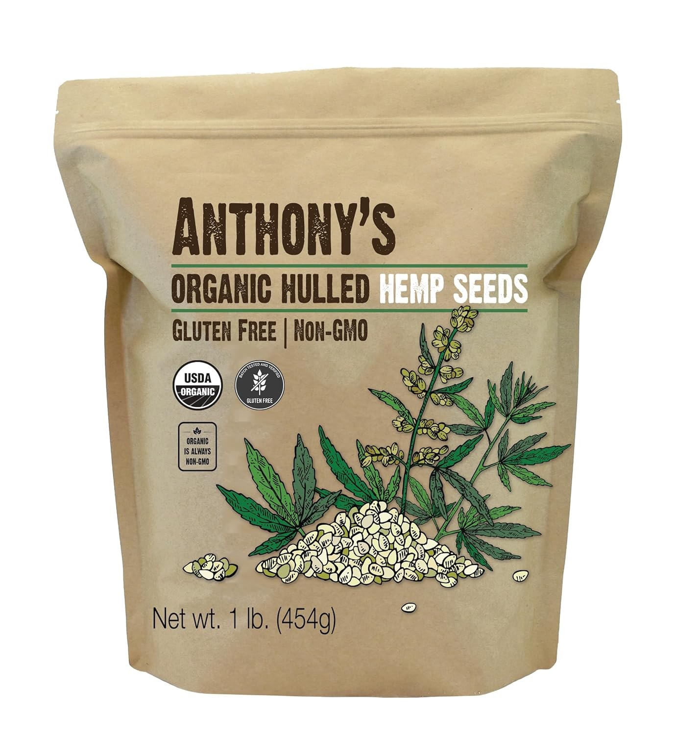 Organic Hulled Hemp Seeds 1lb Gluten Free Non GMO Vegan Raw Hemp Hearts