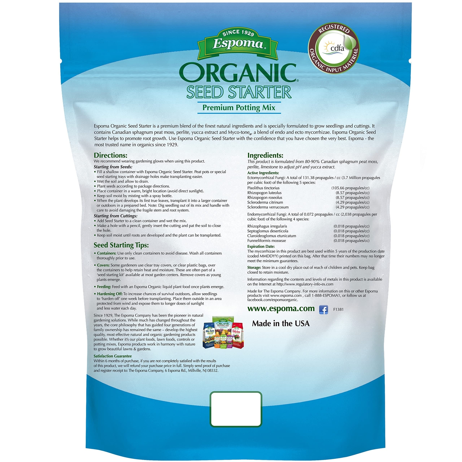 Espoma Organic Seed Starter Premium Potting Soil Mix – All Natural & Organic …